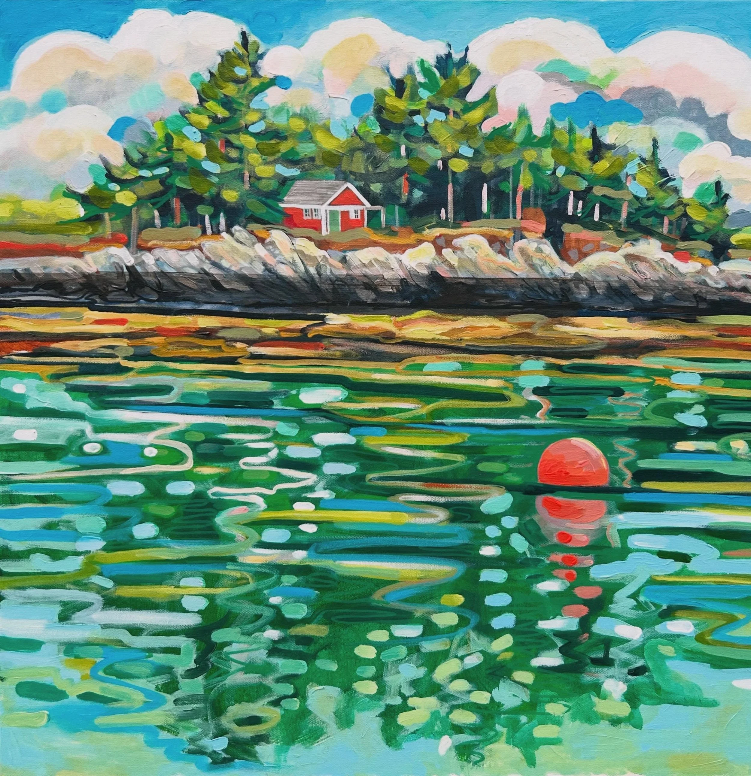 Hazy hot and humid in the forecast for the first few days of July ~ I will be salt water swimming to beat the heat ☀️How do you stay cool? 

Susan Bartlett Rice 
"Summer Island"
Achival Print
2025
Available online

Maine painting artist pri