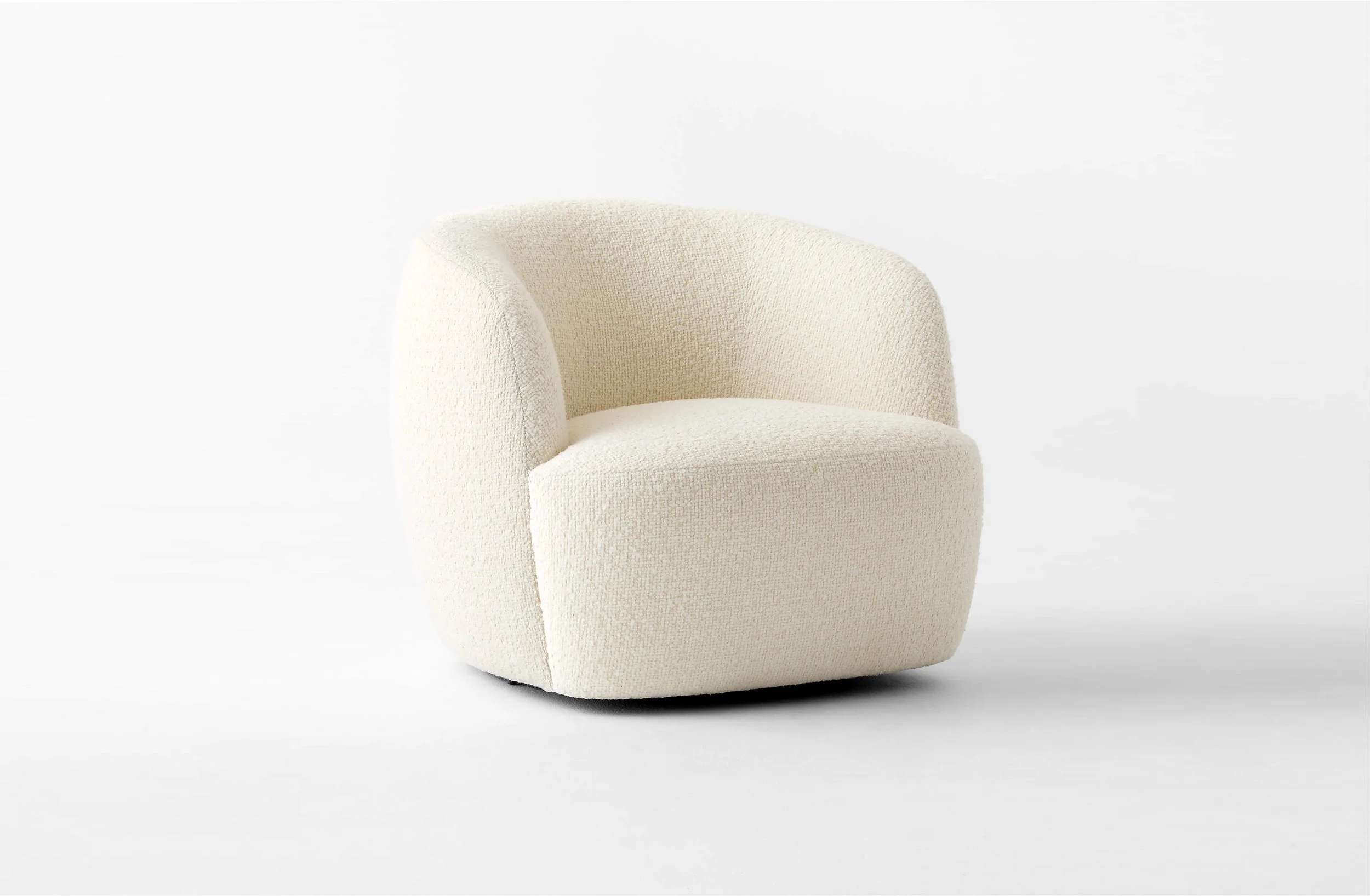 White Swivel Chairs (2)    33"w, 35.5"d, 29"h, 17.75" seat 