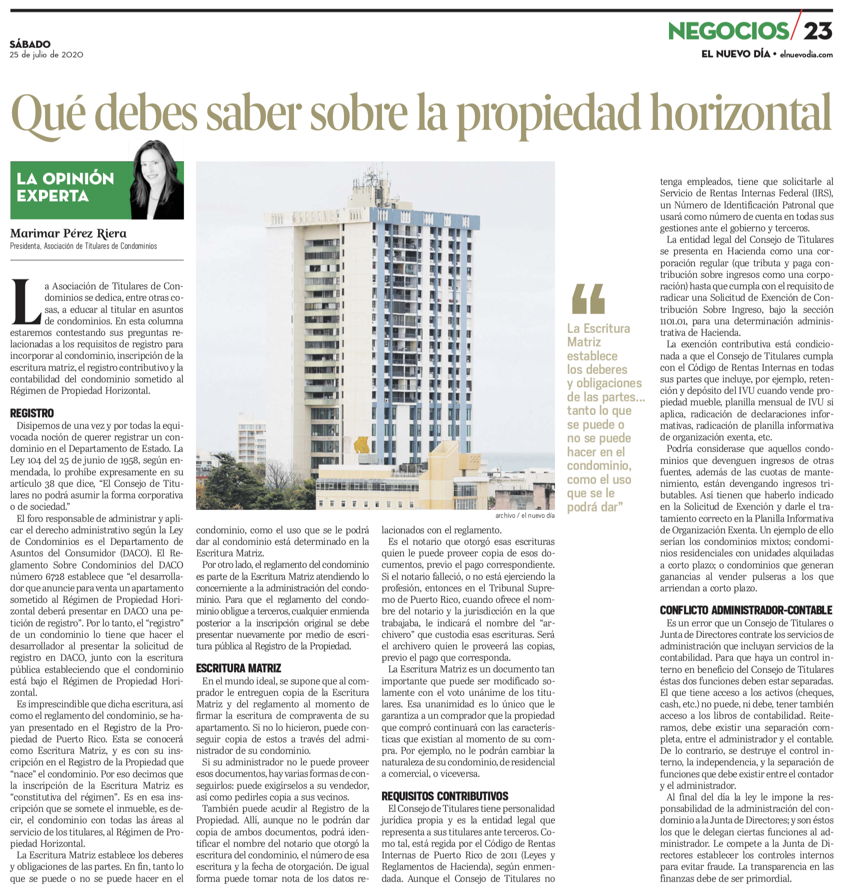 El Nuevo Día, sábado 25 de julio de 2020