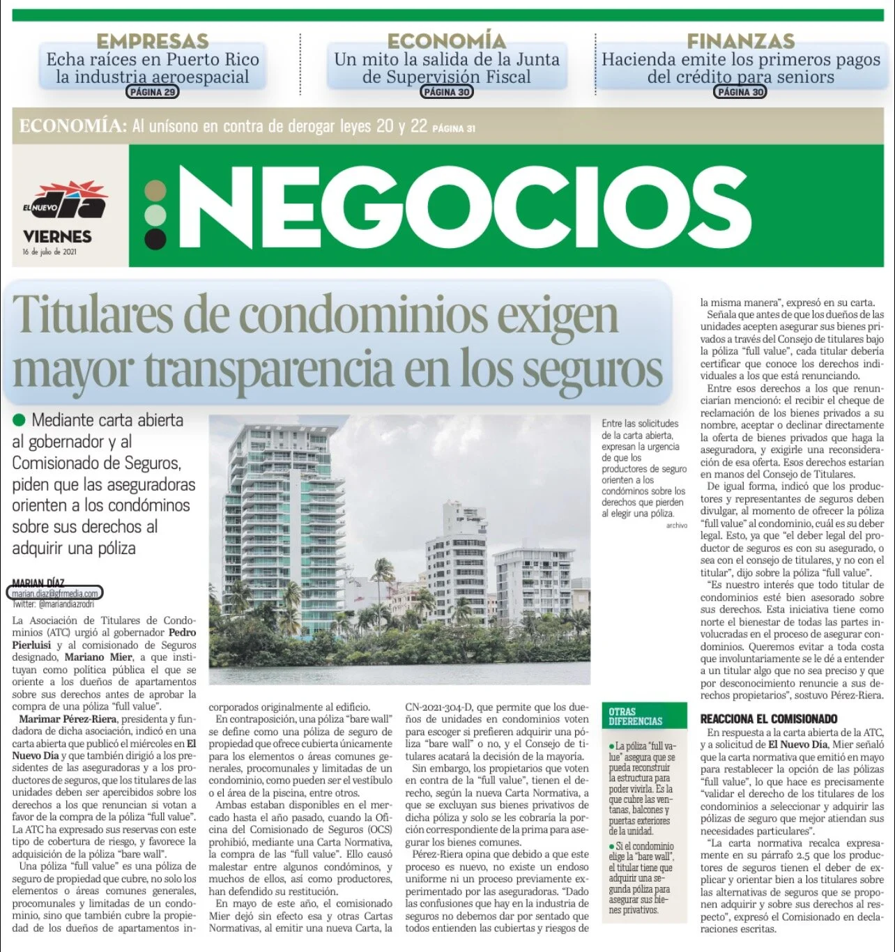 El Nuevo Día, 16 de julio de 2021