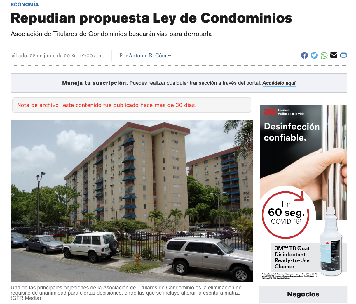 El Nuevo Día, 22 de junio de 2019