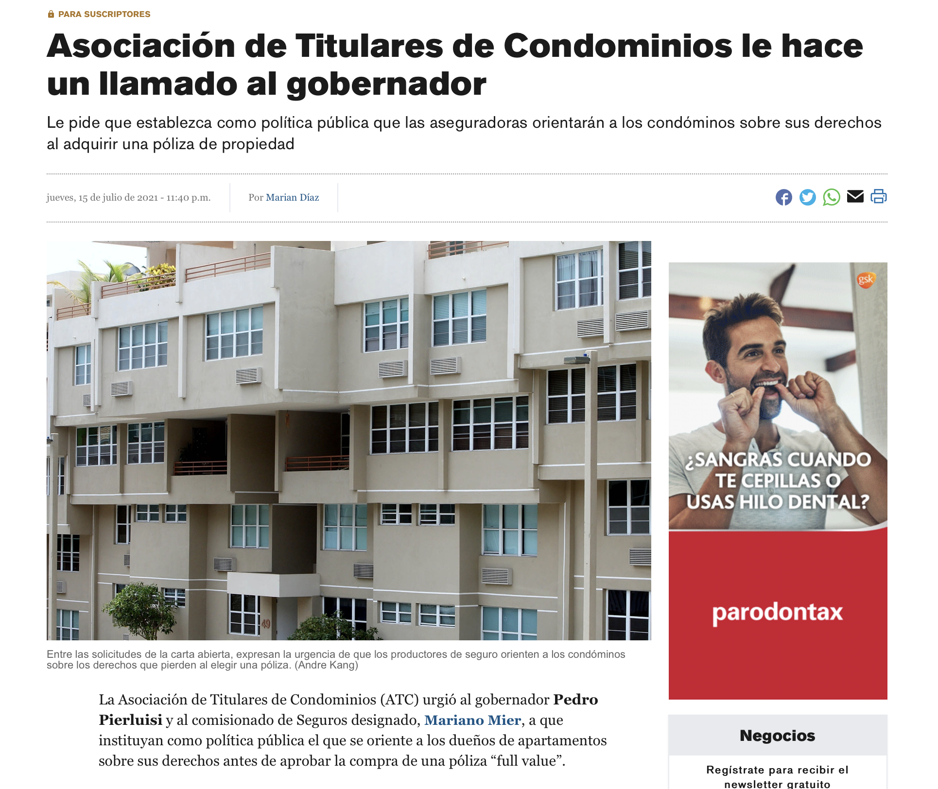 El Nuevo Día, 15 de julio de 2021