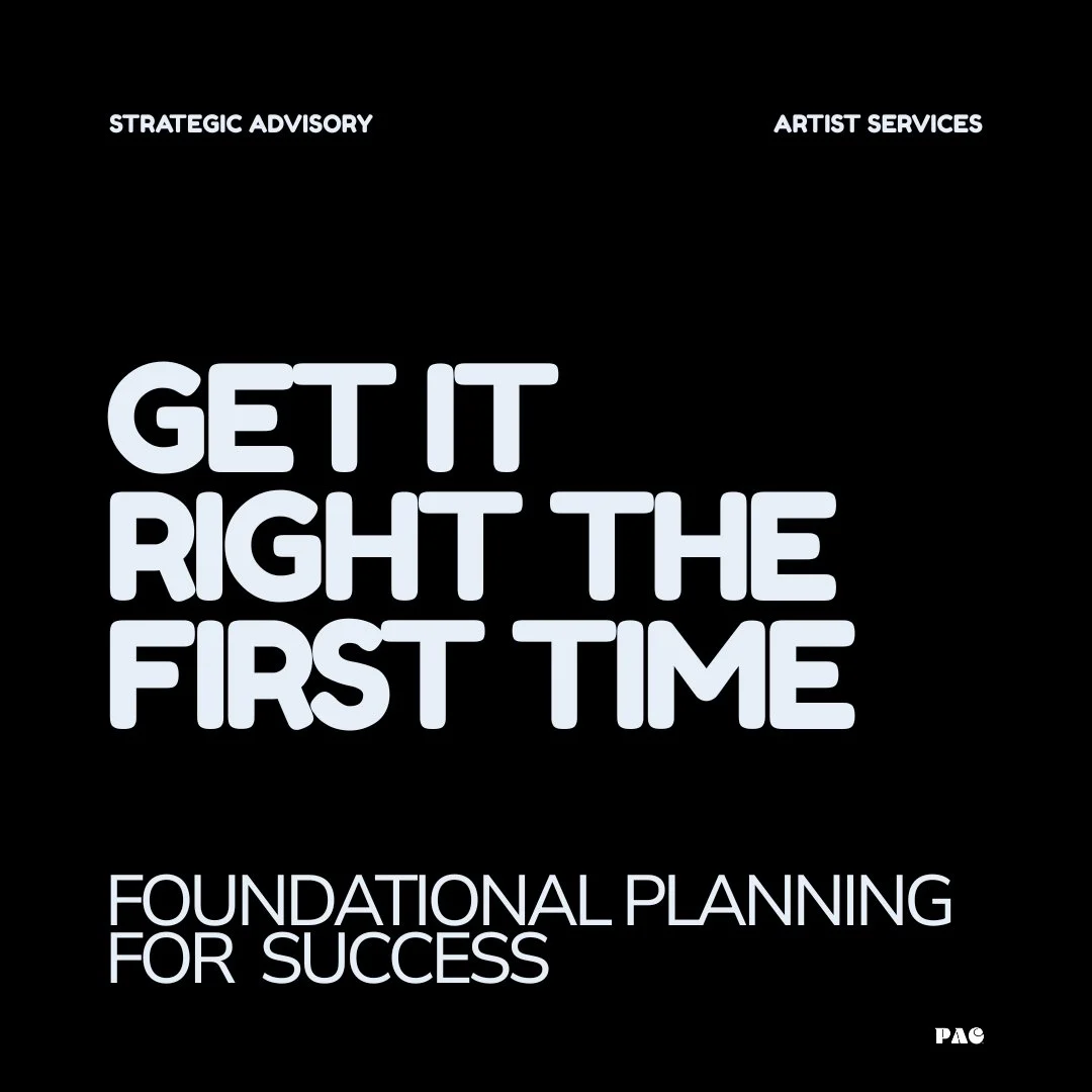PAC acts as an executive-level thought partner FOR ARTISTS — helping you define goals, identify obstacles, and create a tailored path forward.