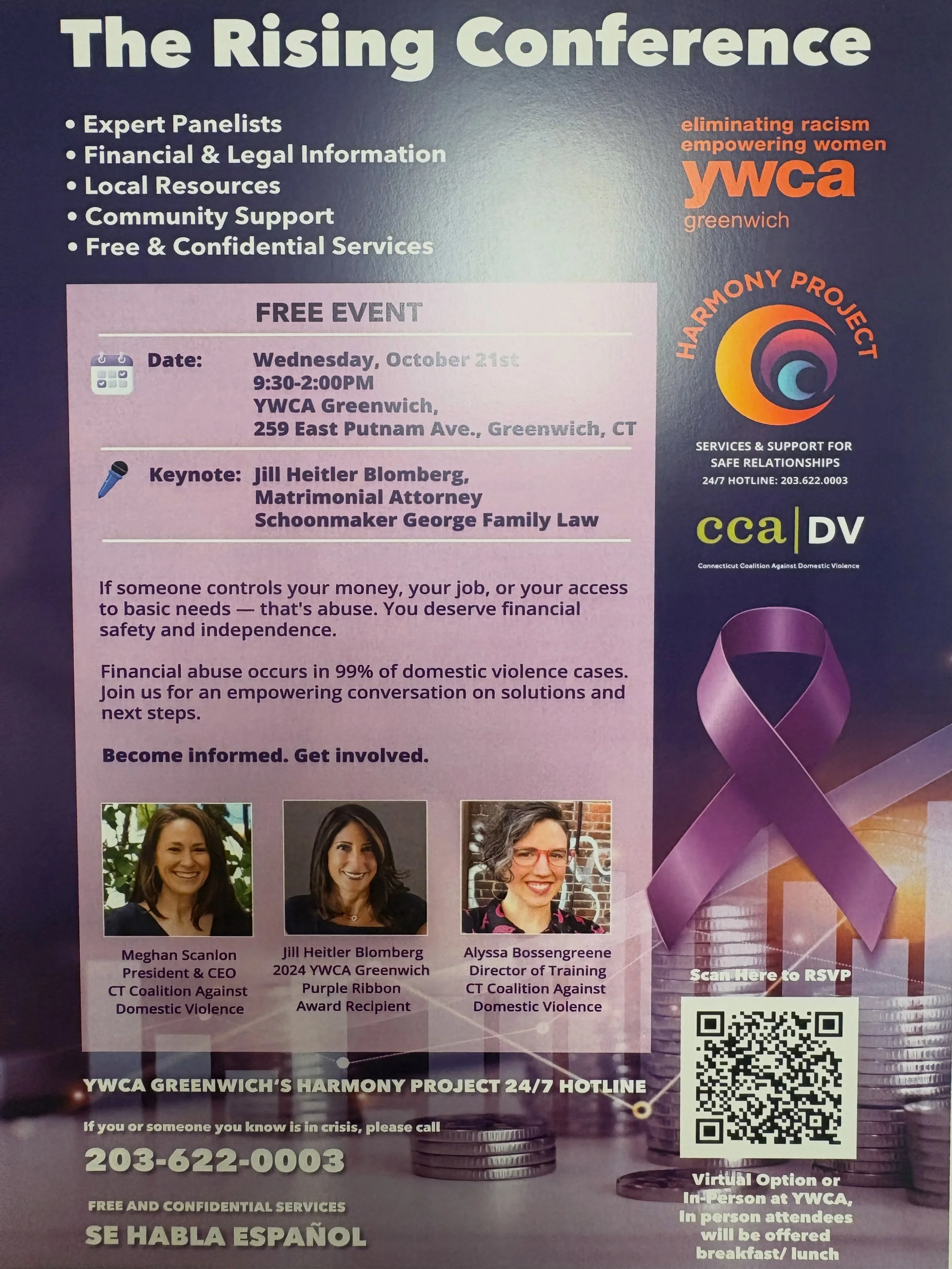 Please Join US#ywcagreenwich, in our conference for financial empowerment. You can also join via zoom.