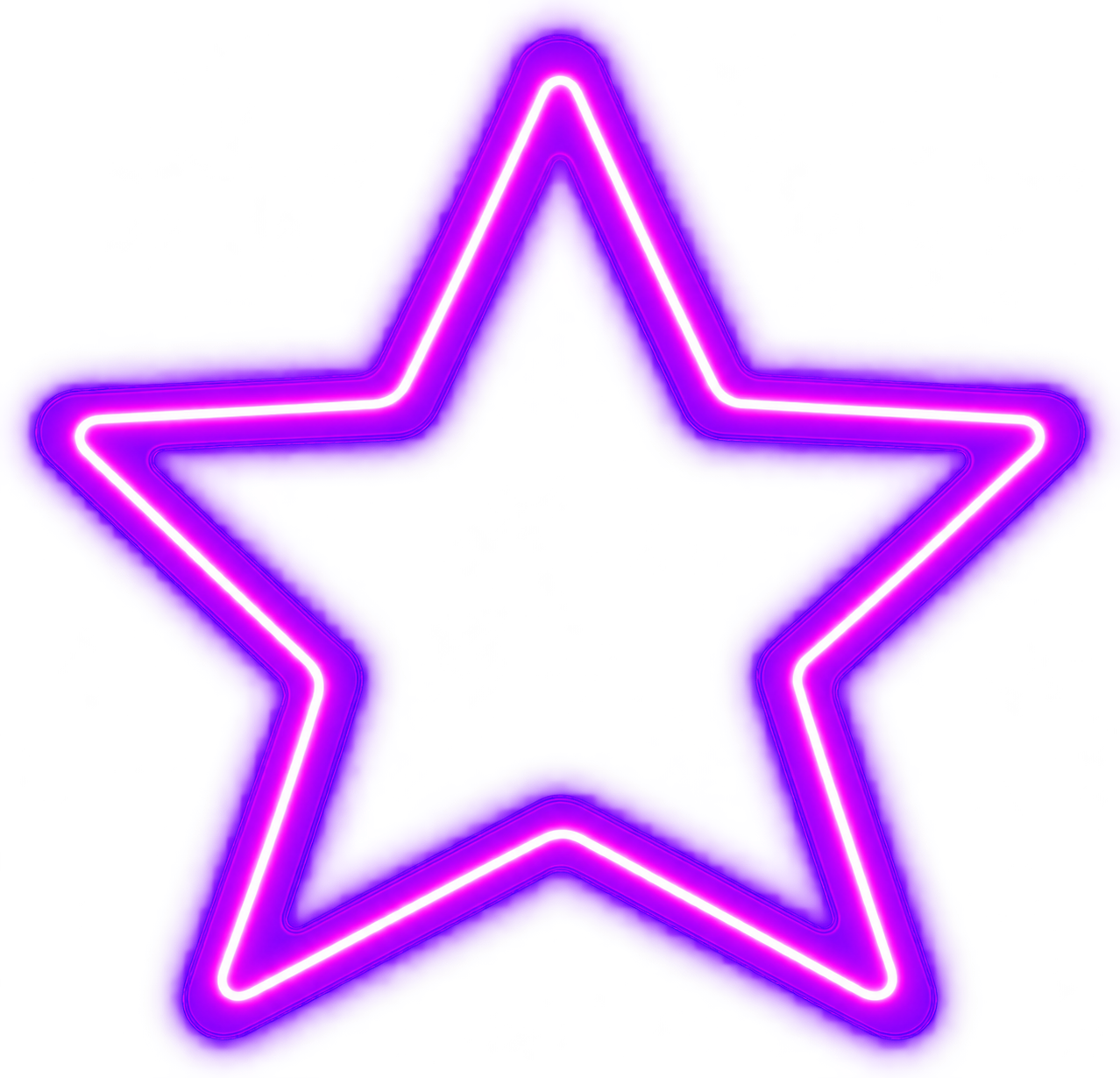 A glowing purple neon star outlined with a bright pink neon light.