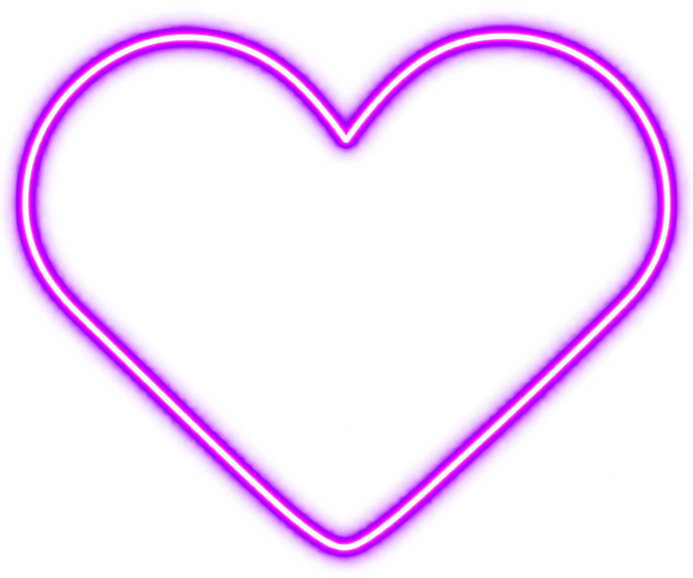 A neon pink and purple heart-shaped outline glowing against a pink background.