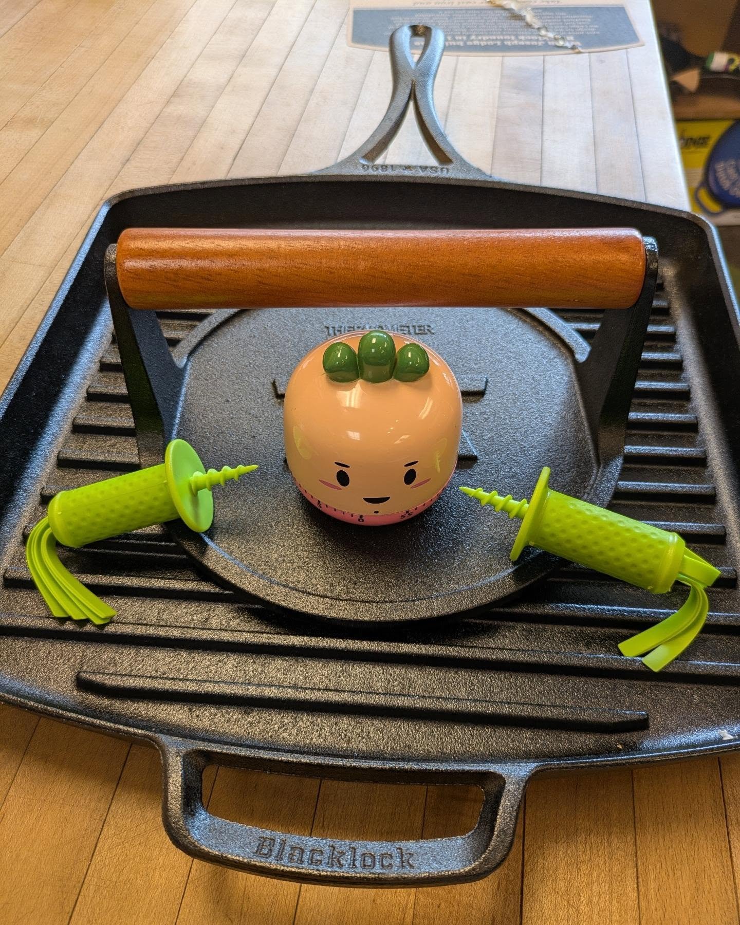 We've got grill pans, grill presses, corn holders that look like classic Schwinn handlebar grips, streamers and all, and a whole lot more. If you've got weekend grilling plans, stop by Kitchenwitch for some XXL tongs, an infrared thermometer, and whe