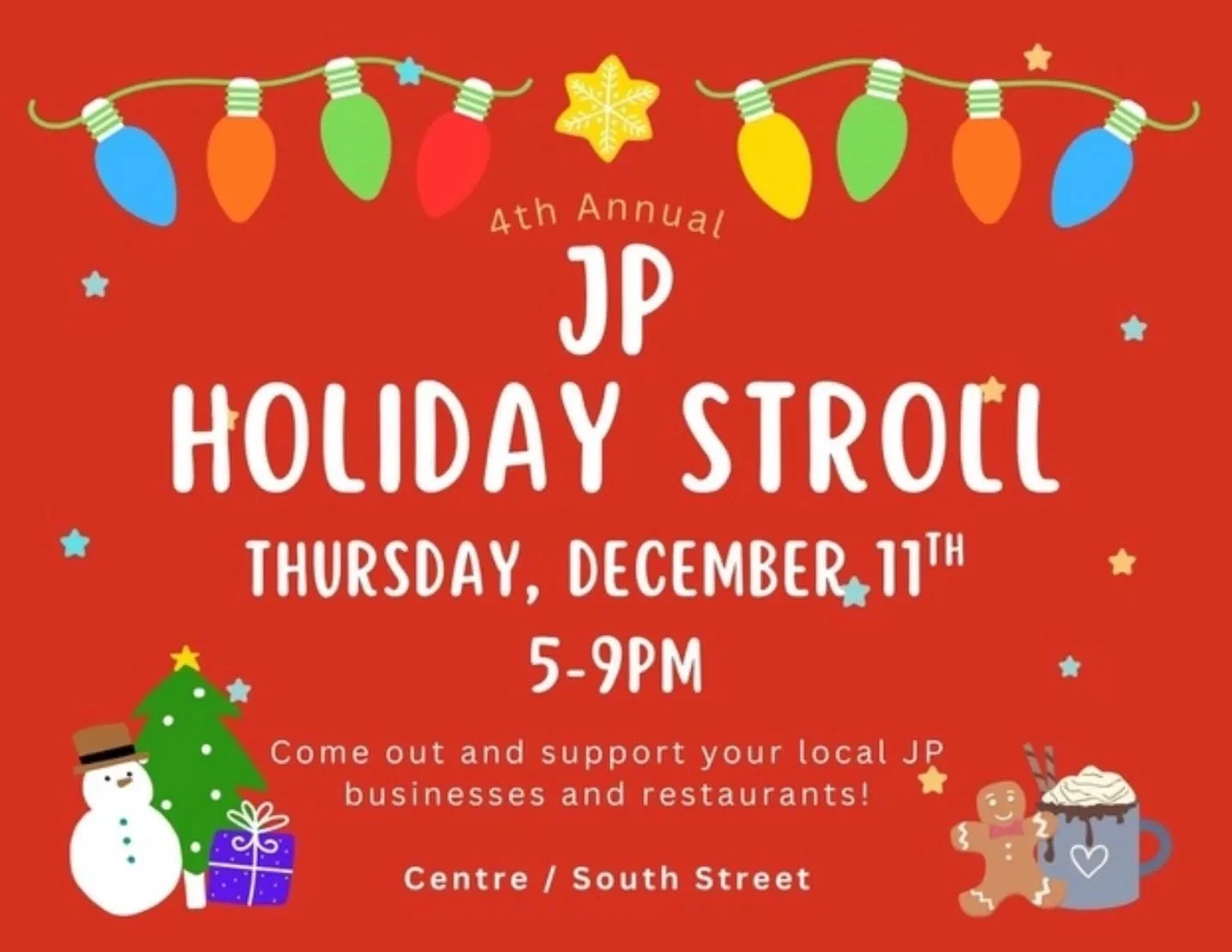 Next week is the annual Jamaica Plain holiday stroll!! This coming Thursday December 11th an absolute smorgasbord of local businesses, both retail and restaurant, will be open late with all the holiday supplies and celebratory vibes you could ever as