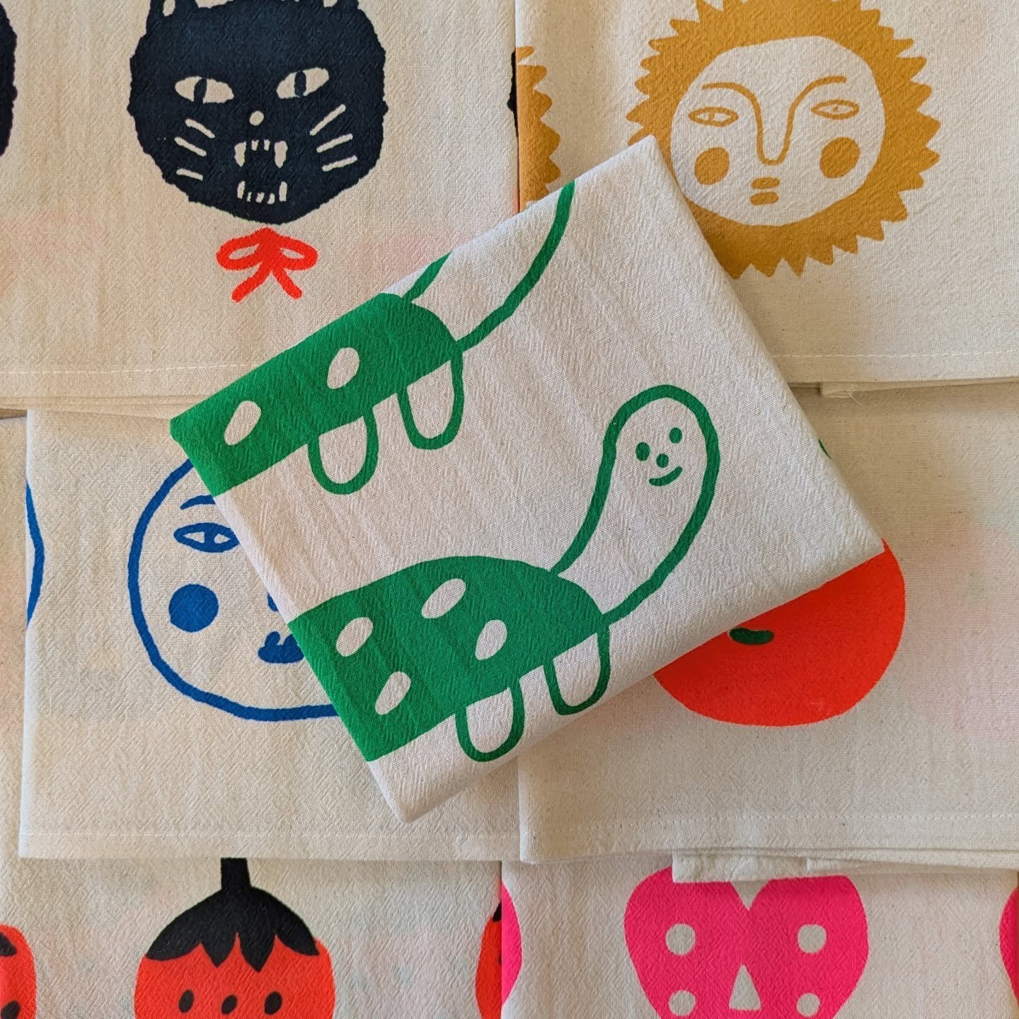 Just got these delightful cotton tea towels from the fine folks at @nicelife_ceramics !! Brave the cold and come see em!