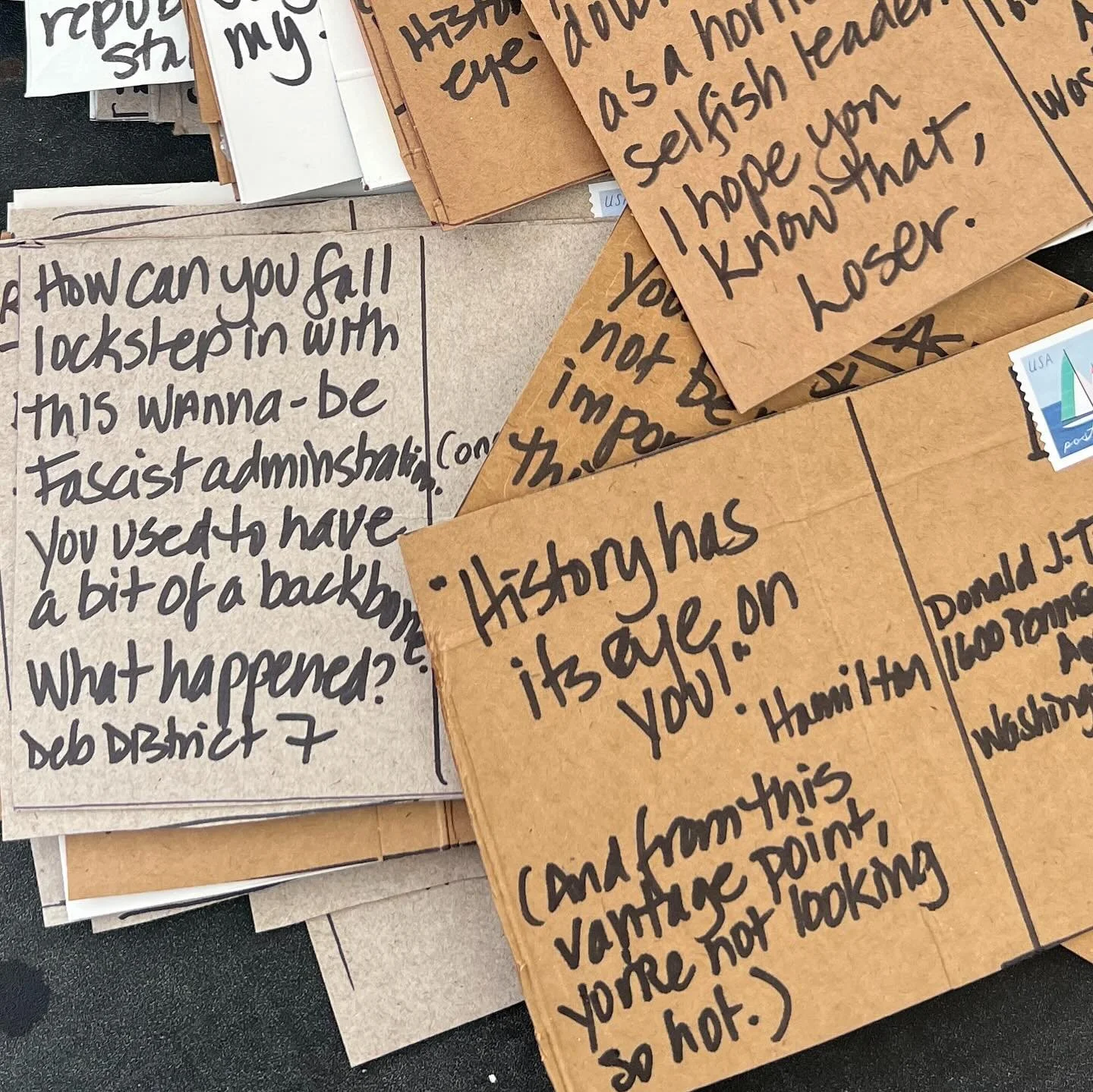 Instead of going to a protest today, I gathered with a group of people at @mgalleries in Washington (NJ) to write (angry) postcards to send to Cheeto Voldemort, my House rep (the ineffectual, follow-the-MAGA-playbook Tom Kean Jr.) &hellip; as well as