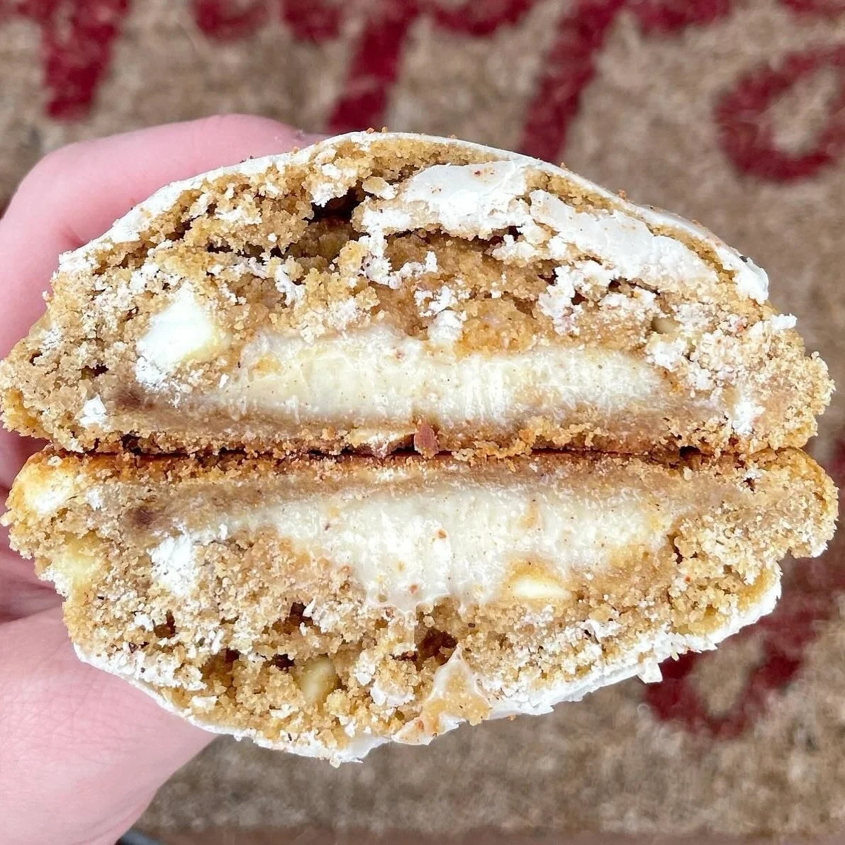 Even though Thanksgiving hasn&rsquo;t quite arrived, we&rsquo;re getting ready to launch our December orders this Sunday night at 8pm!! 🎄🍪☃️ 

Set your alarms and get ready because cookies like this one are calling your name! This EGGNOG CHEESECAKE