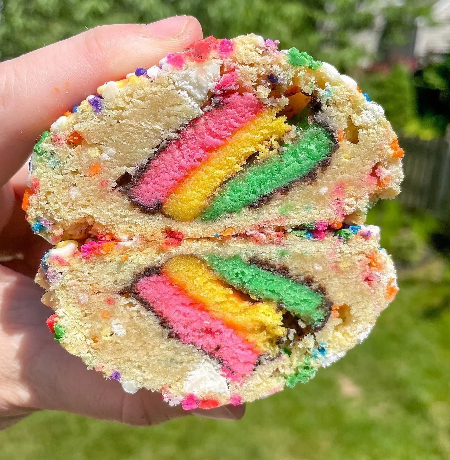 Here&rsquo;s another June flavor for you&hellip;our delicious Rainbow Bright cookie! 🌈

In honor of Pride month, this almond sugar cookie is stuffed with an Italian Rainbow cookie and rolled in bright, colorful sprinkles! 🍪 June orders open this Su