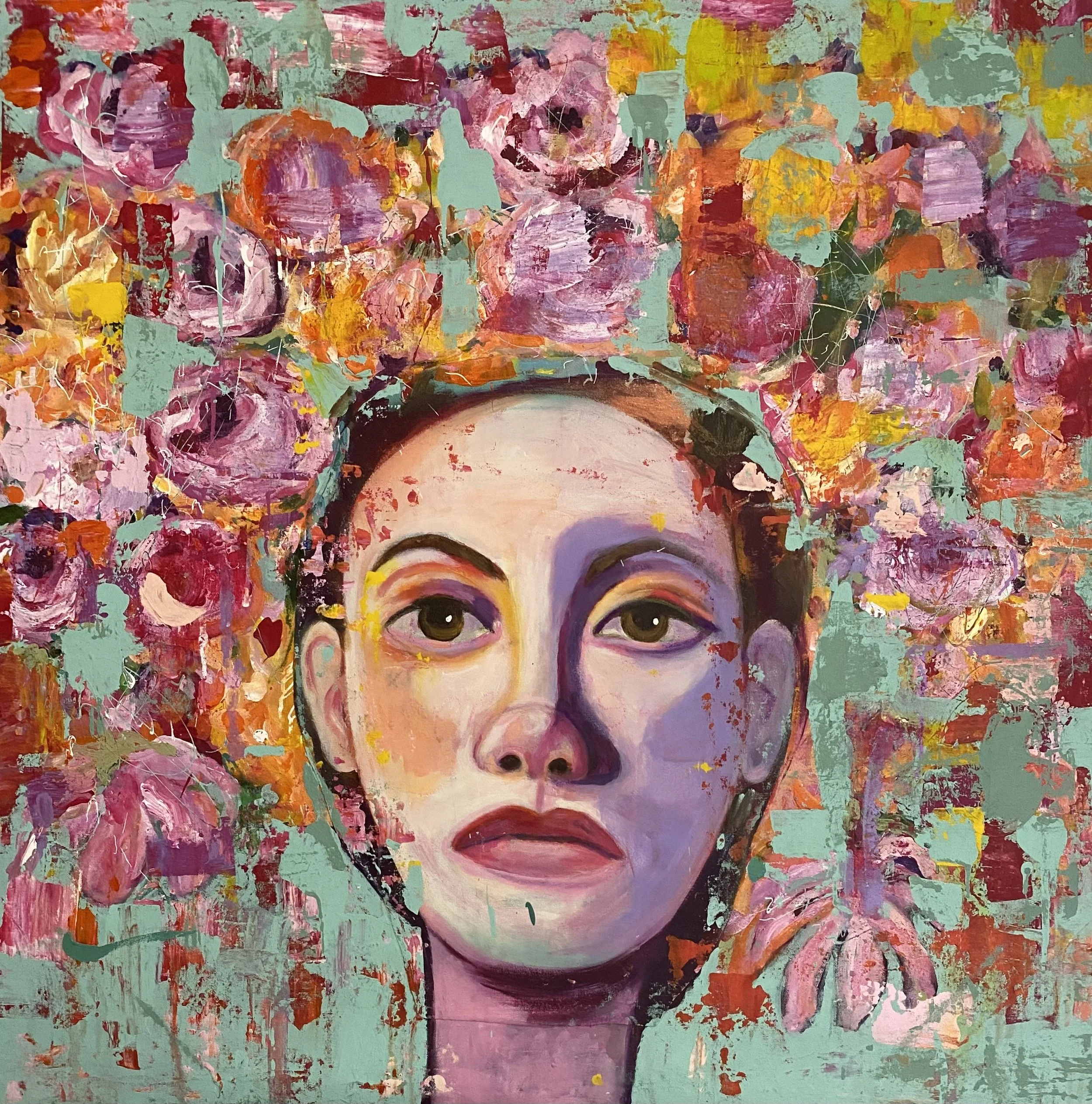 Blooming 40"x40" Mixed Media 