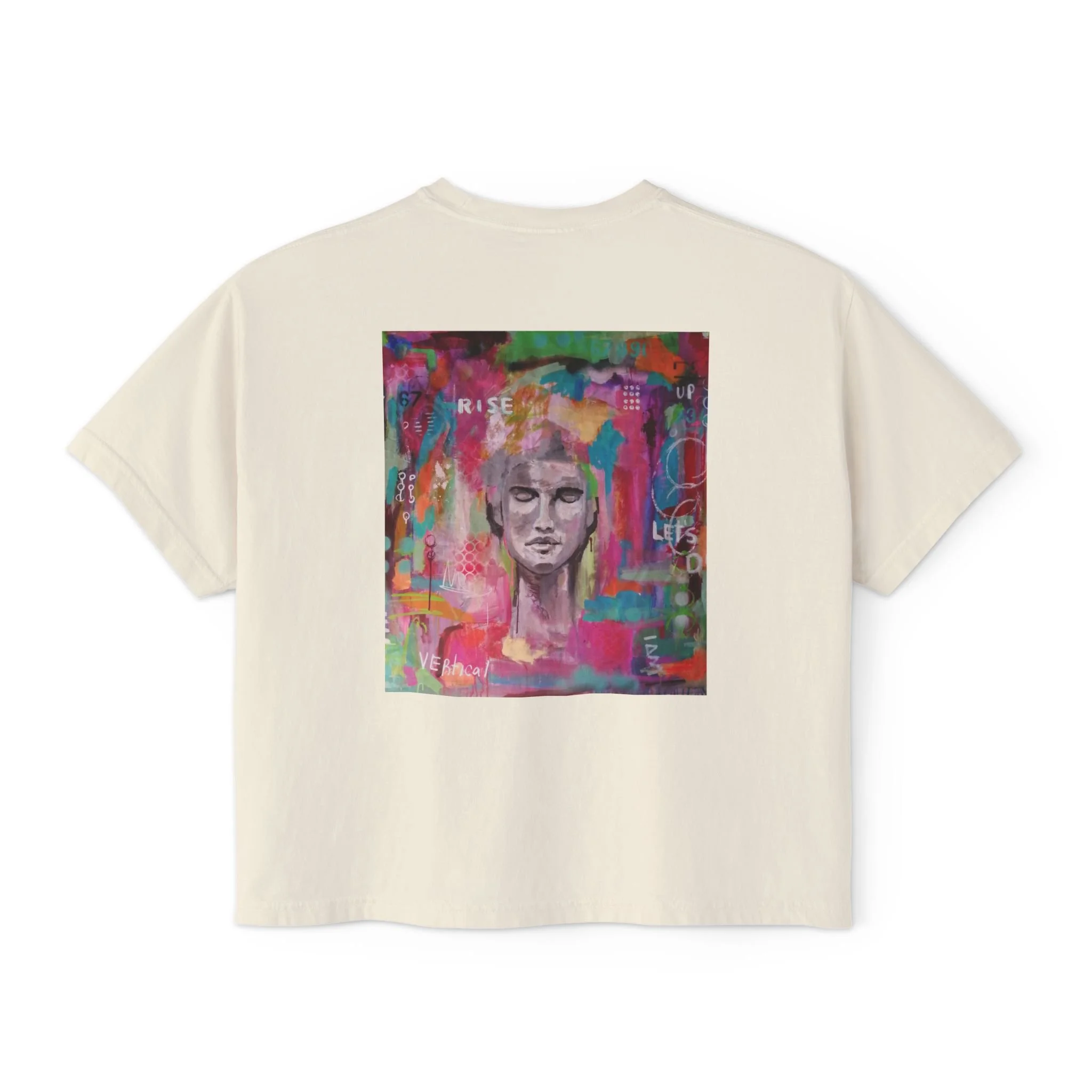 Rise Abstract Portrait   Women's Boxy Tee | Vibrant  Crop T-Shirt