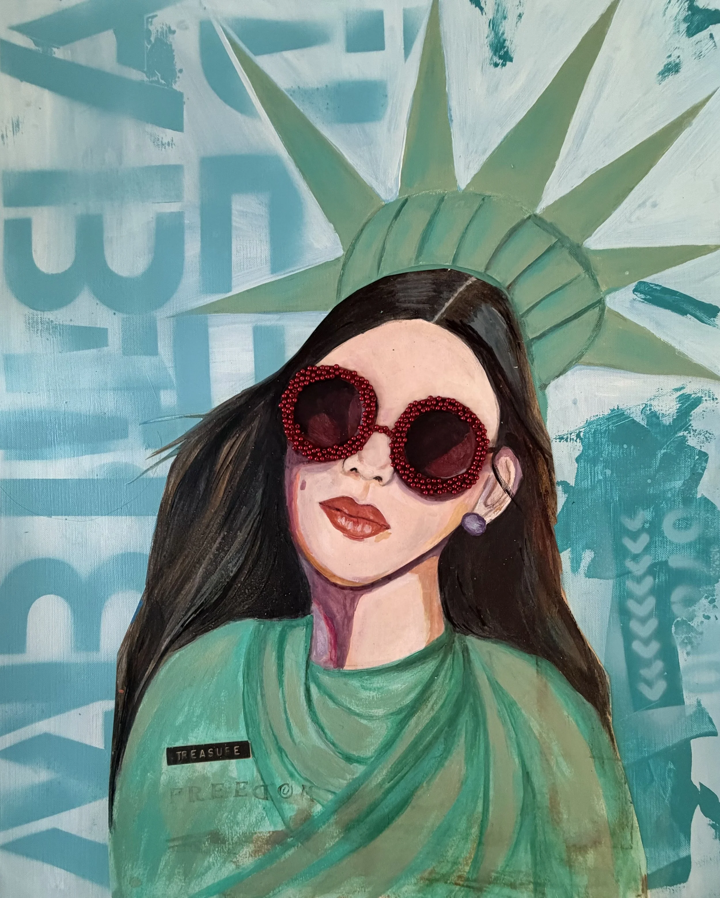 Liberty 16" x 20"  Mixed Media on Paper 