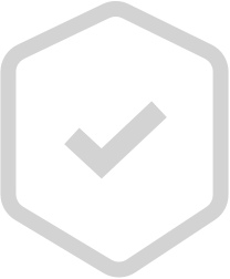 Check mark inside a hexagonal shape, indicating approval or correctness.