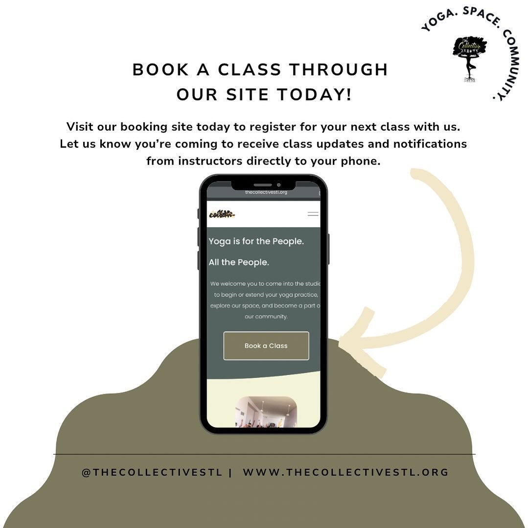 Planning to flow with us? Let us know you&rsquo;re coming! 

Whether you&rsquo;re an existing member of The Collective STL or a new comer, we ask that you pre-registering for classes. 

Visit our website or the link in our bio to access our booking s