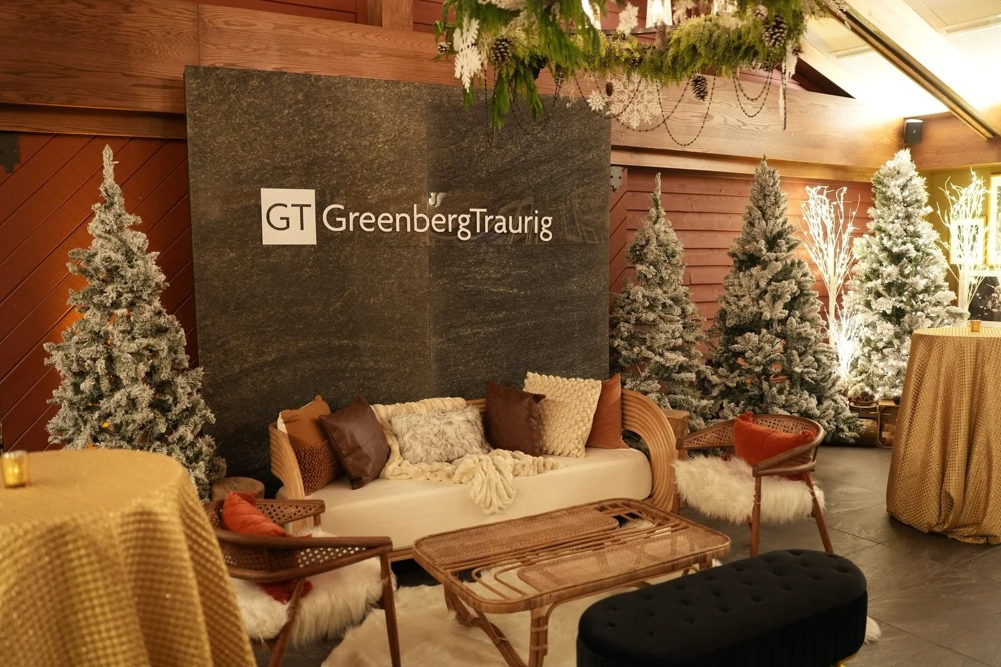 Winter chalet vibes, NoVA edition. ❄️🏔️✨

I transformed The Barns at @wolf_trap into an intimate alpine escape for @gt_law Washington, DC + Northern Virginia holiday celebration&mdash;complete with a fireplace welcome, chalet lounge moments, a bespo