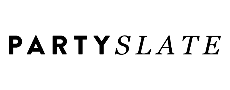 The word 'PARTYSLATE' in black letters on a white background.