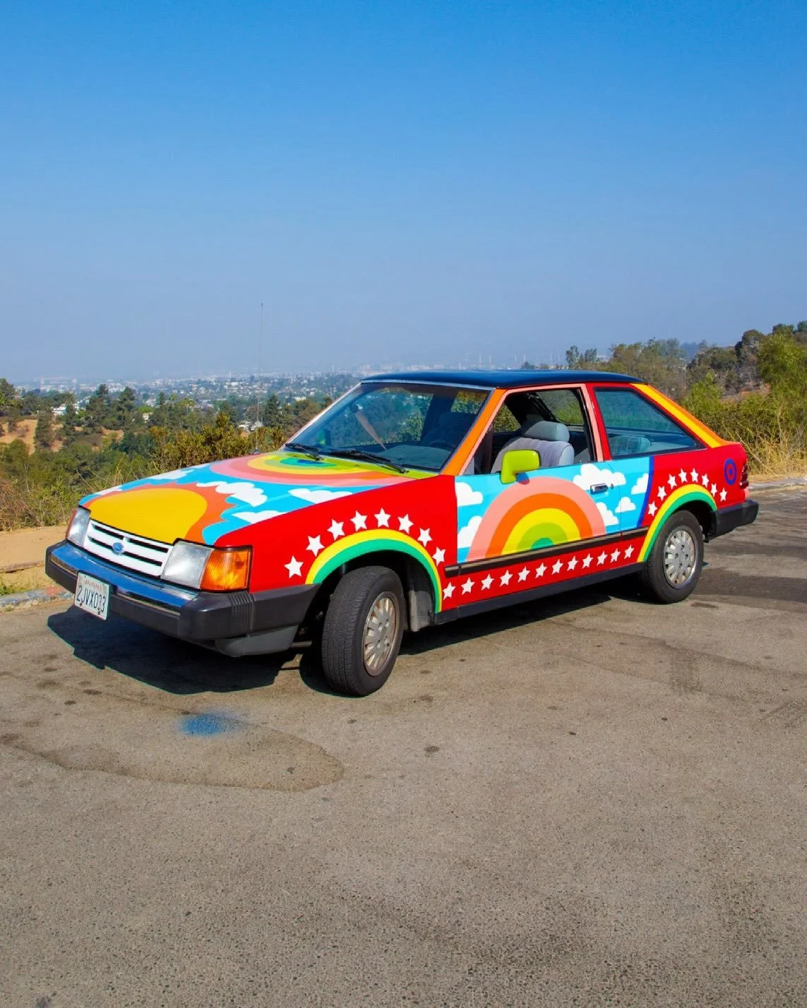 Technicolor from bumper to bumper 🌈

I&rsquo;m so grateful @philipseastrom asked me to paint this art car into reality. Even when I see it in person, I can&rsquo;t believe my eyes 🥲 Swipe for before shot and the original sketch from Philip! Going f