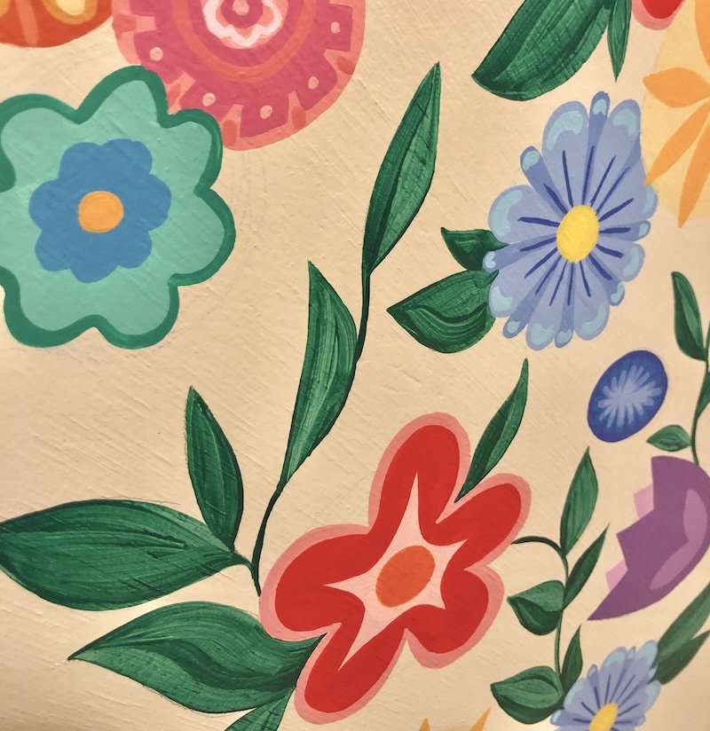 Painted flowers on a beige background