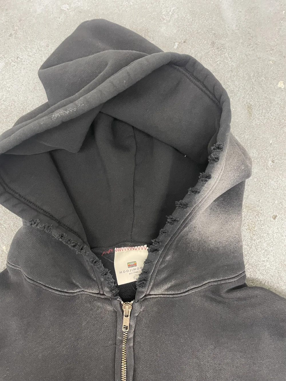 MM OVERSIZED ZIP UP HOODIE AGED BLACK — MOOJIMOOJI
