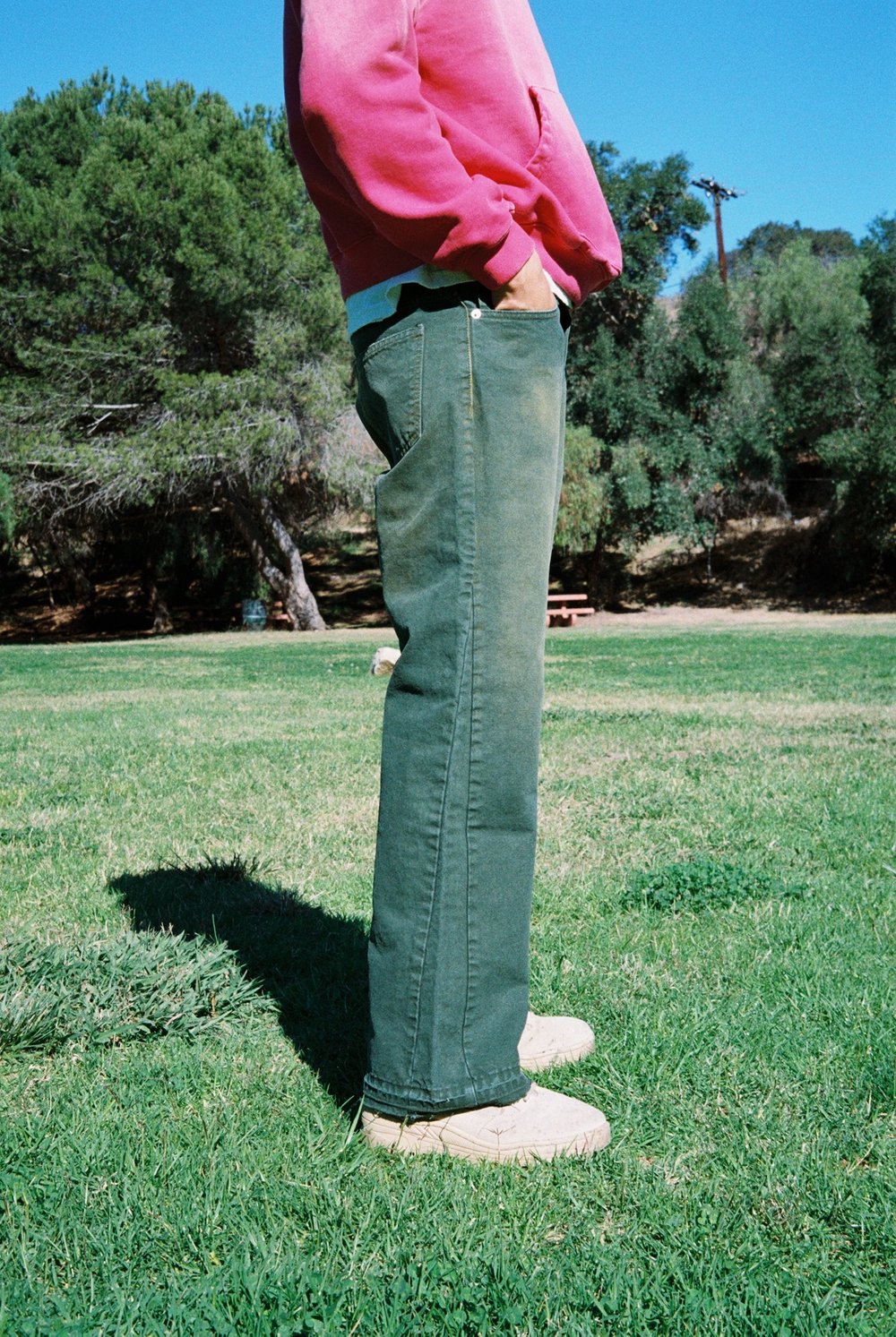 CLASSIC 5 POCKET BOOTLEGS DENIM IN AGED FOREST GREEN — MOOJIMOOJI