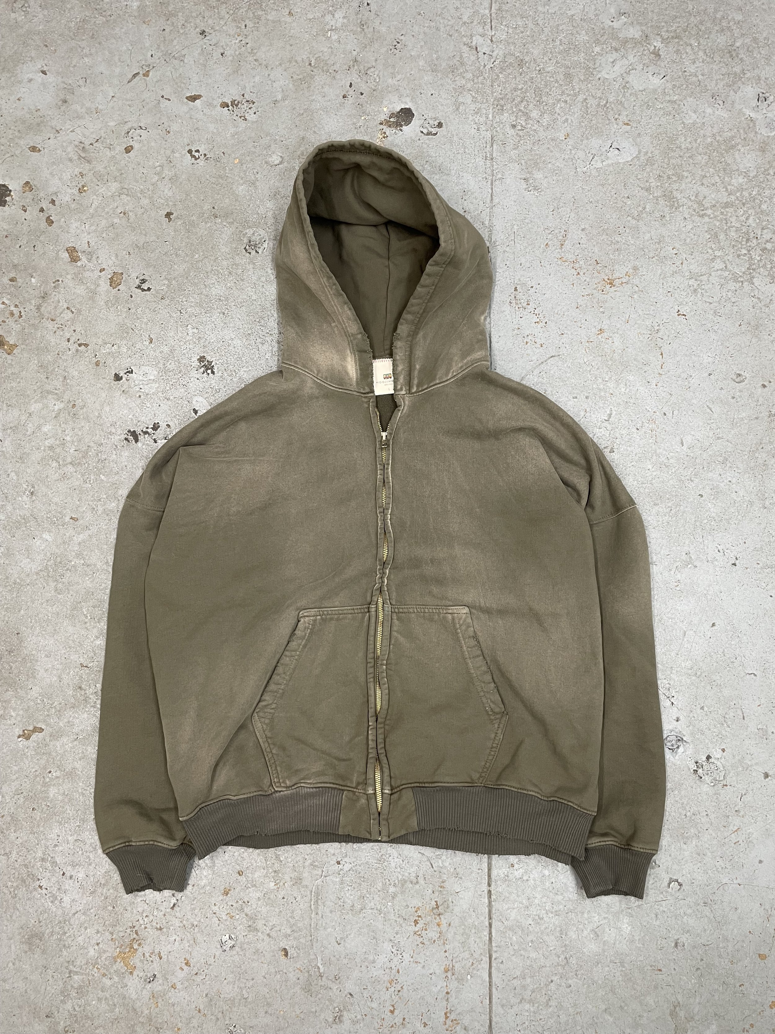 OVERSIZE ZIP-UP HOODIE AGED OLIVE GREEN — MOOJIMOOJI