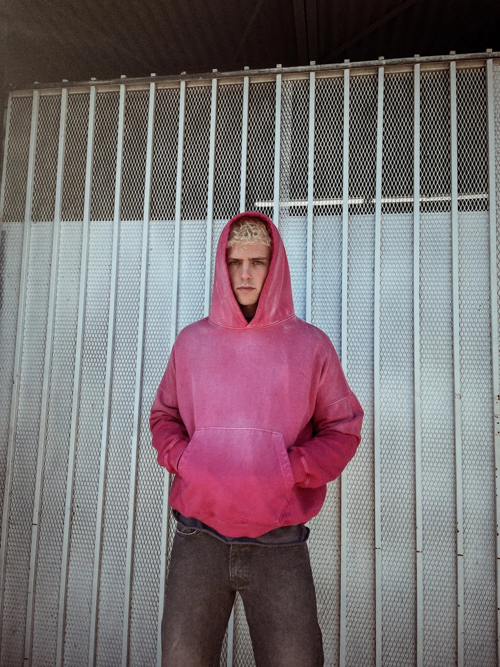 OVERSIZED CROP HOODIE AGED RED — MOOJIMOOJI