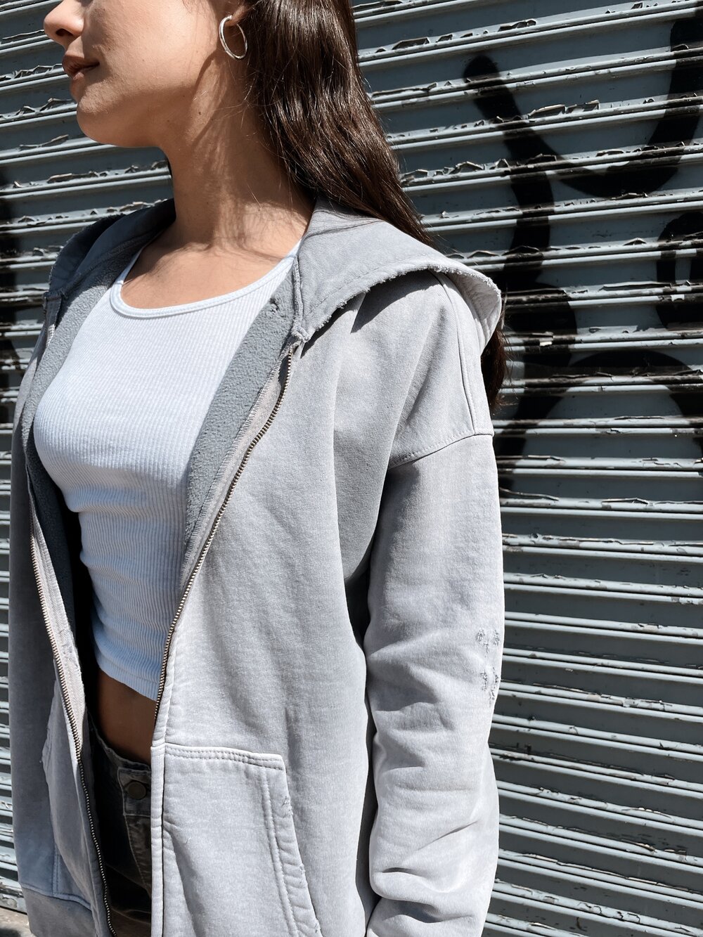 OVERSIZE ZIP-UP HOODIE AGED GREY — MOOJIMOOJI