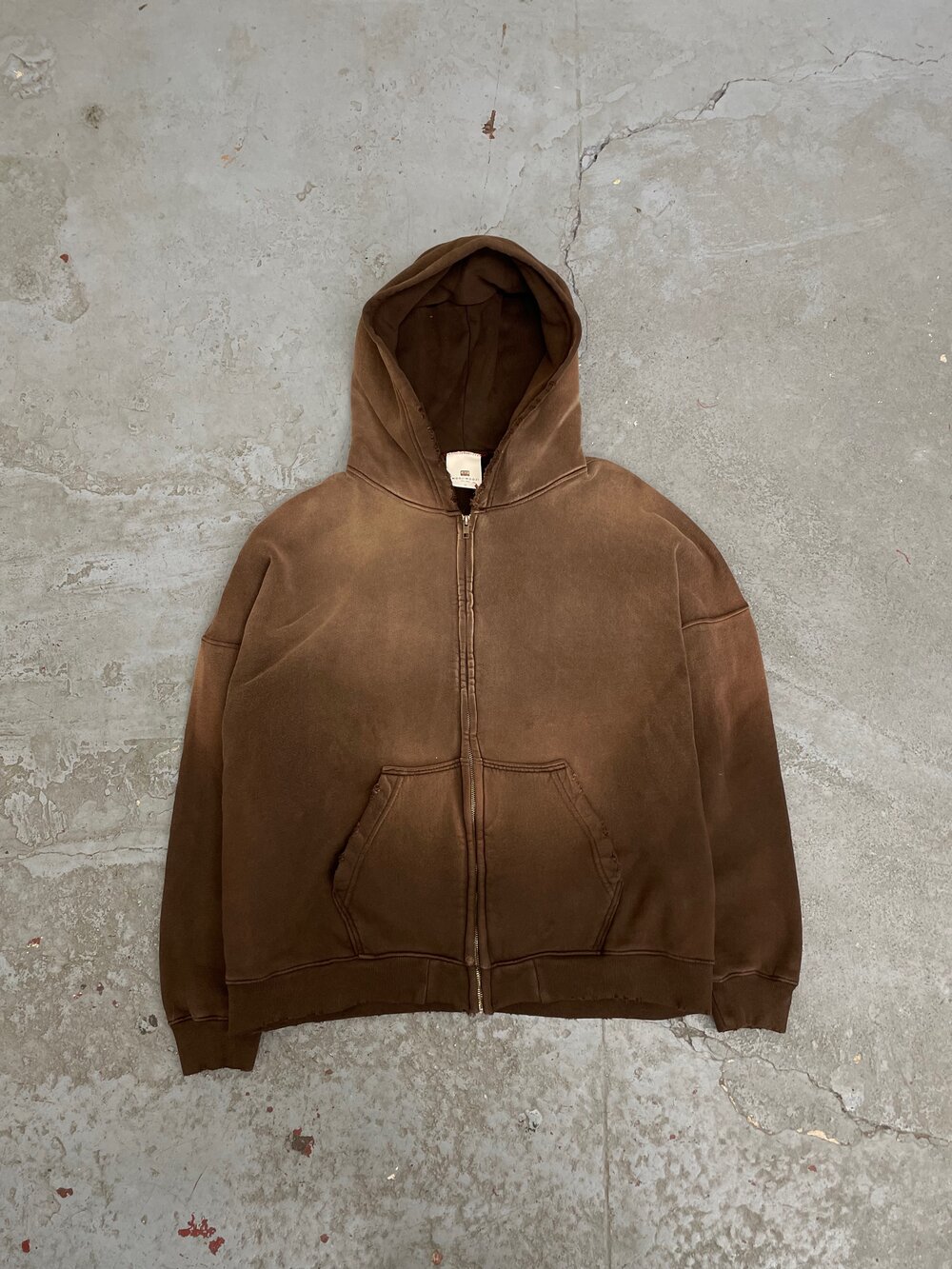 OVERSIZE ZIP UP HOODIE / AGED DARK BROWN — MOOJIMOOJI