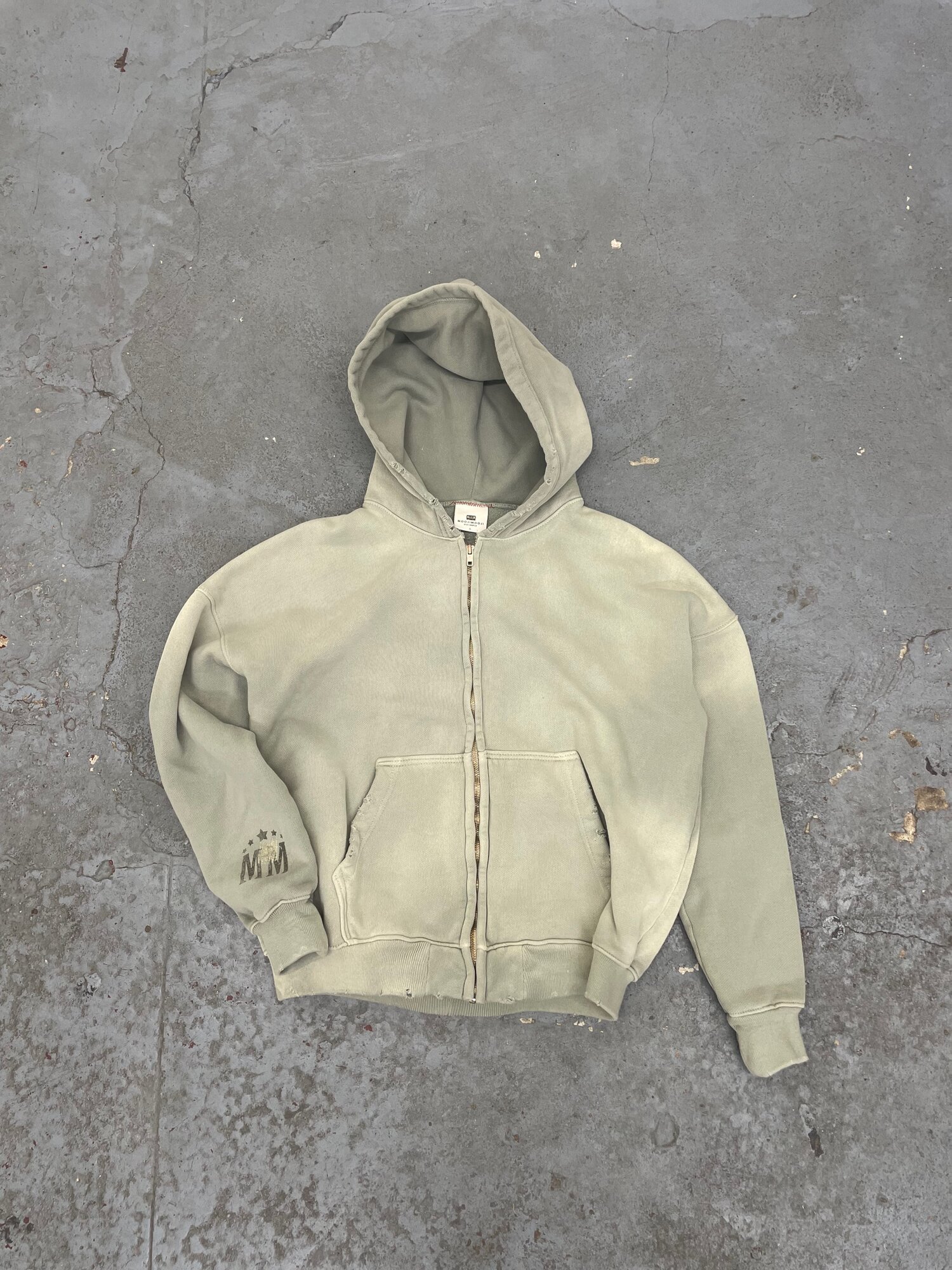 MM OVERSIZE ZIP UP HOODIE AGED SAGE (S) — MOOJIMOOJI