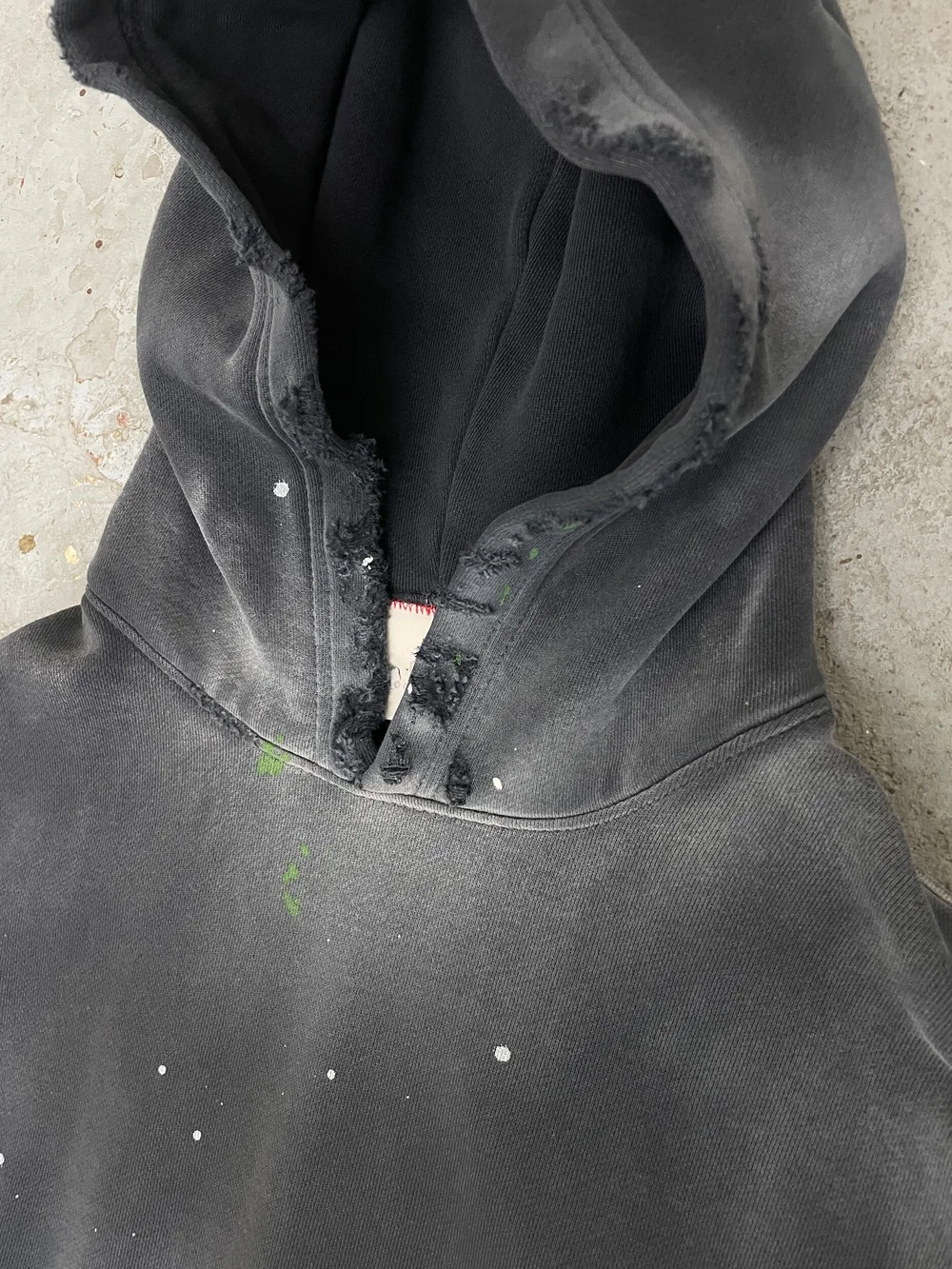 Distressed top black hoodie