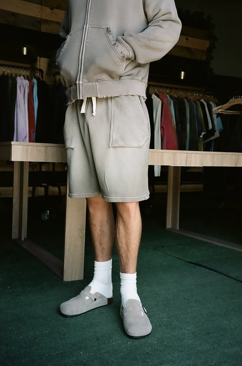 MOOJI BERMUDA SHORTS AGED STONE GREY — MOOJIMOOJI