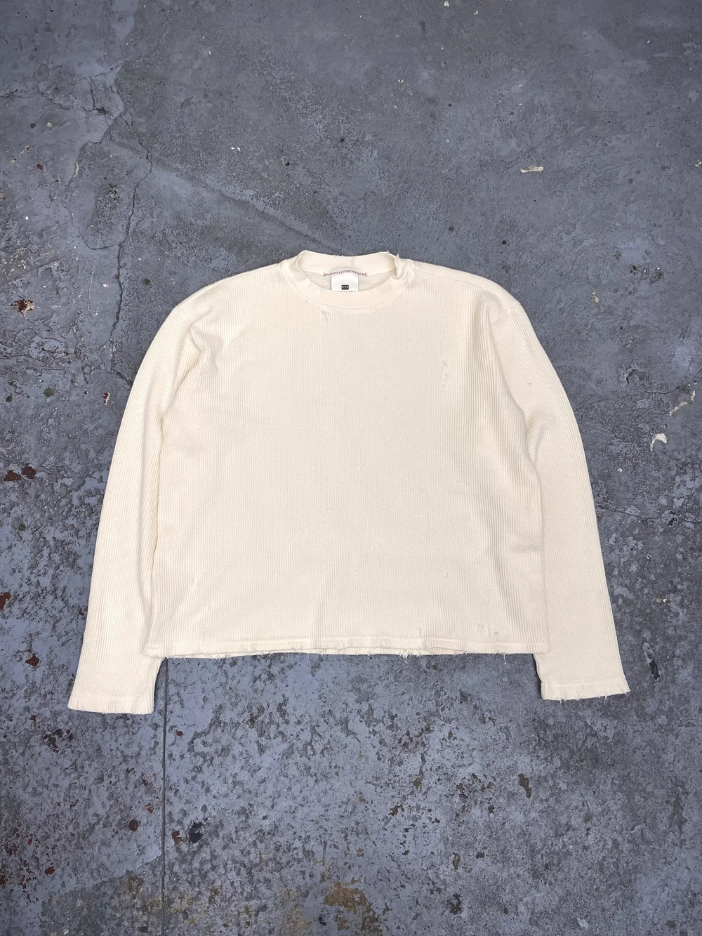 OVERSIZED CROP WAFFLE KNIT / VINTAGE CREAM — MOOJIMOOJI