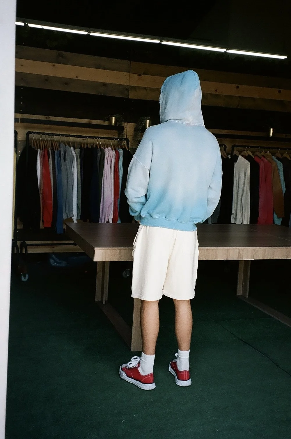 OVERSIZE CROP ZIP UP HOODIE AGED POWDER BLUE — MOOJIMOOJI