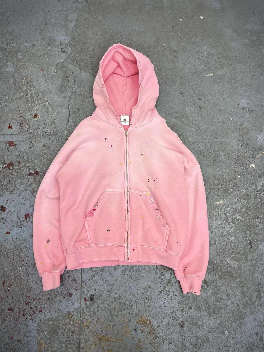 OVERSIZE CROP ZIP UP HOODIE AGED NEW PINK — MOOJIMOOJI