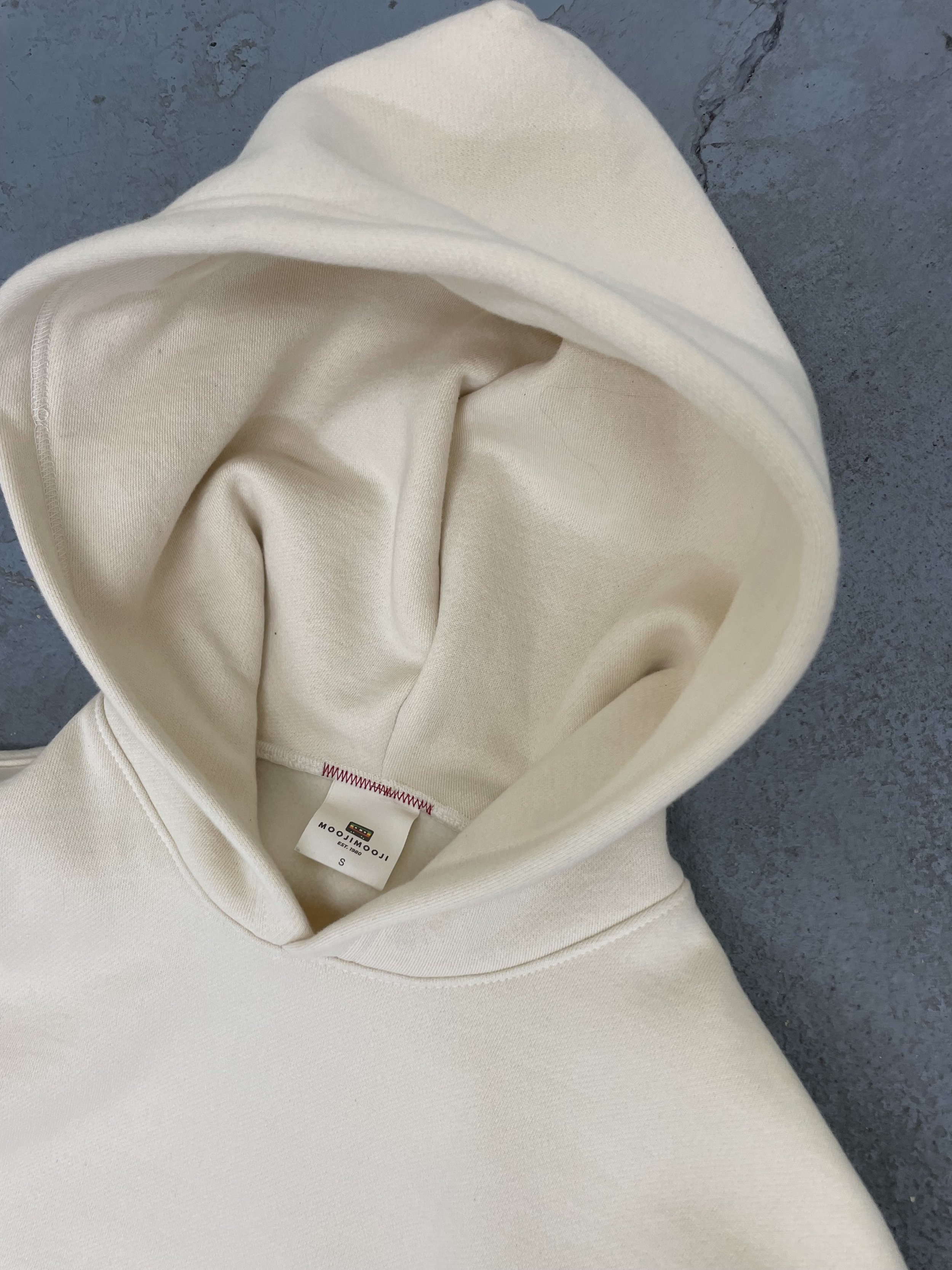 ORGANIC HEAVY FLEECE HOODIE / NEW BORN CREAM — MOOJIMOOJI