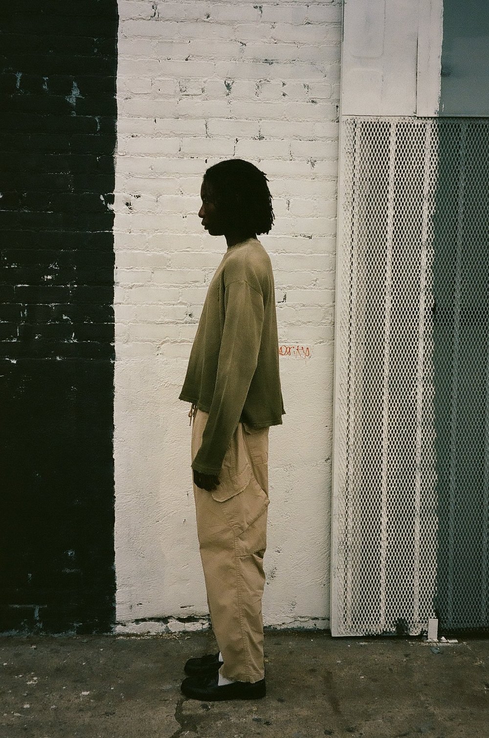 OVERSIZED CROP WAFFLE KNIT / AGED MILITARY GREEN — MOOJIMOOJI