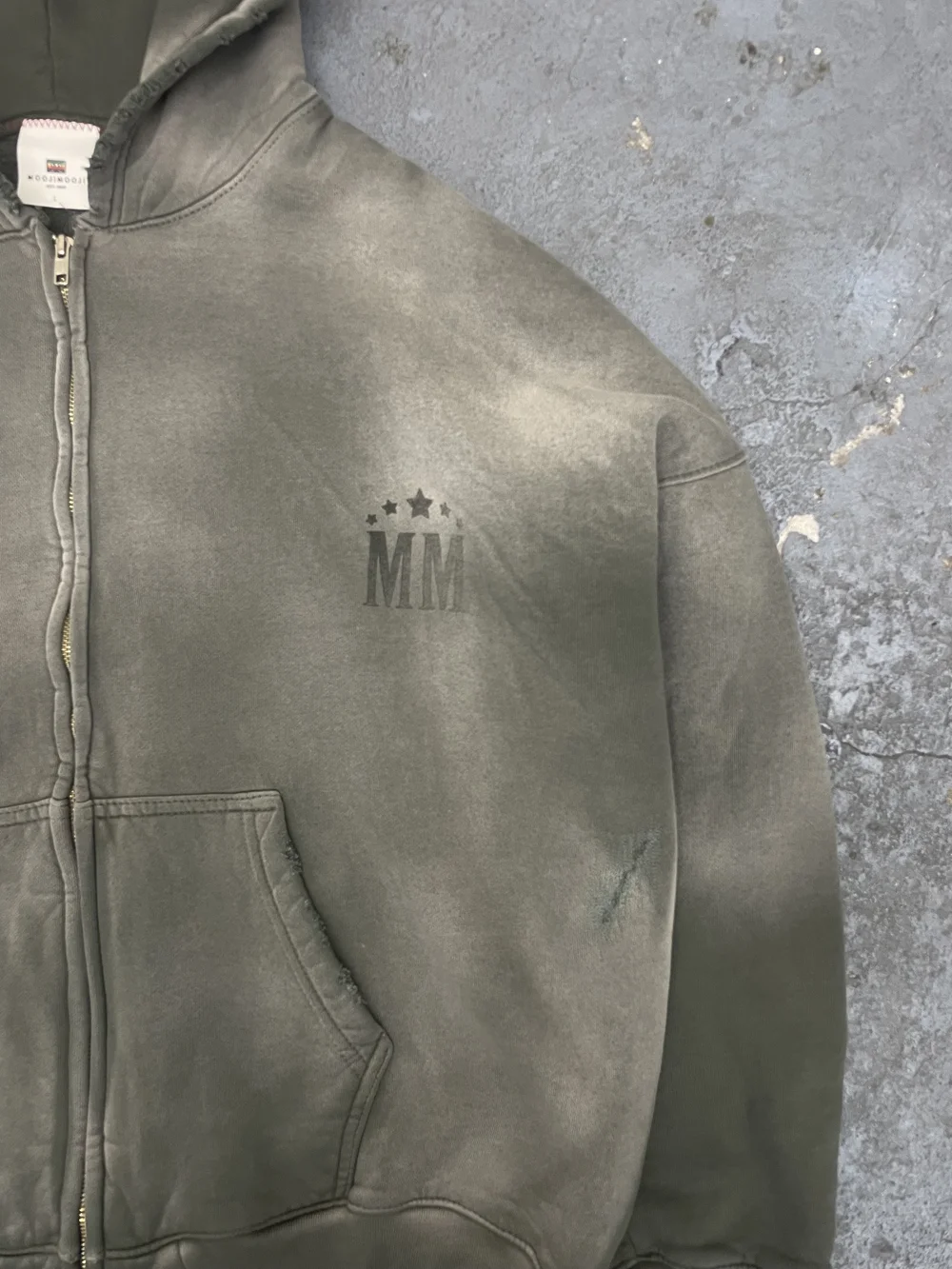 MM OVERSIZED ZIP UP HOODIE AGED OLIVE GREEN(L) — MOOJIMOOJI
