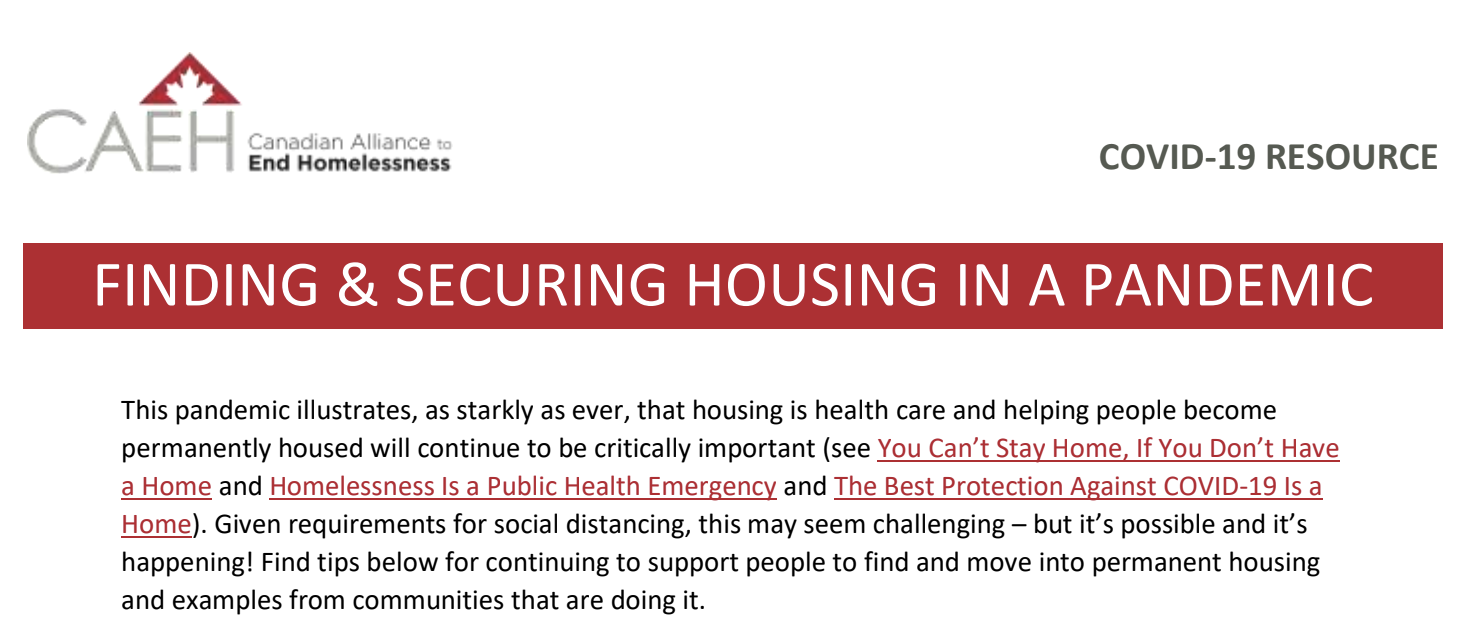 Finding and securing housing in a pandemic
