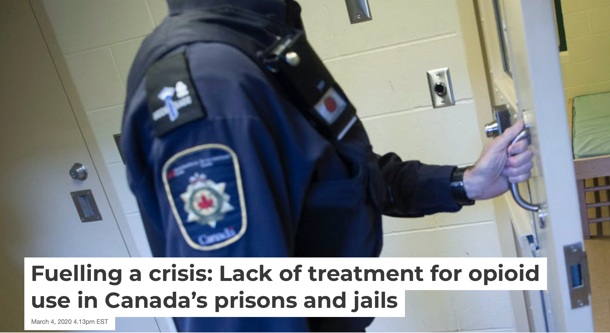 Fuelling a crisis: Lack of treatment for opioid use in Canada’s prisons and&nbsp;jails