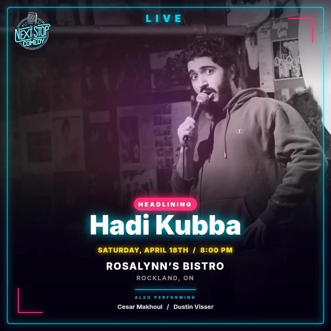 Headlining @rosalynnsbistro in Rockland, Ontario for @nextstopcomedy on April 18th! 🔥🥵

@cesar_mack and @dustin.visser will be tearing it up as well, come on down! 🔊

#comedy #rocklandontario #standupcomedy #canadiancomedy