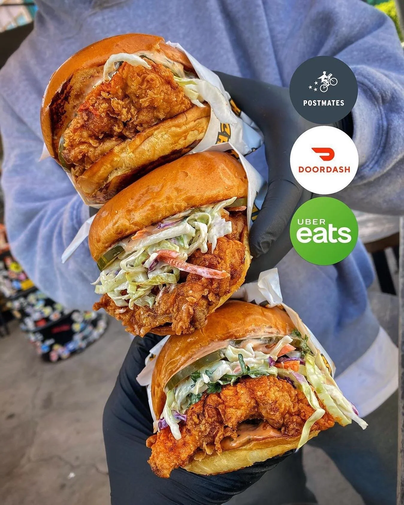 The 4th of July weekend is just getting started and it&rsquo;s time you grab yourself a KFC Sando or 3‼️😉🍔🔥 We&rsquo;re open for takeout and delivery on @postmates, @doordash, and @ubereats! #michindak