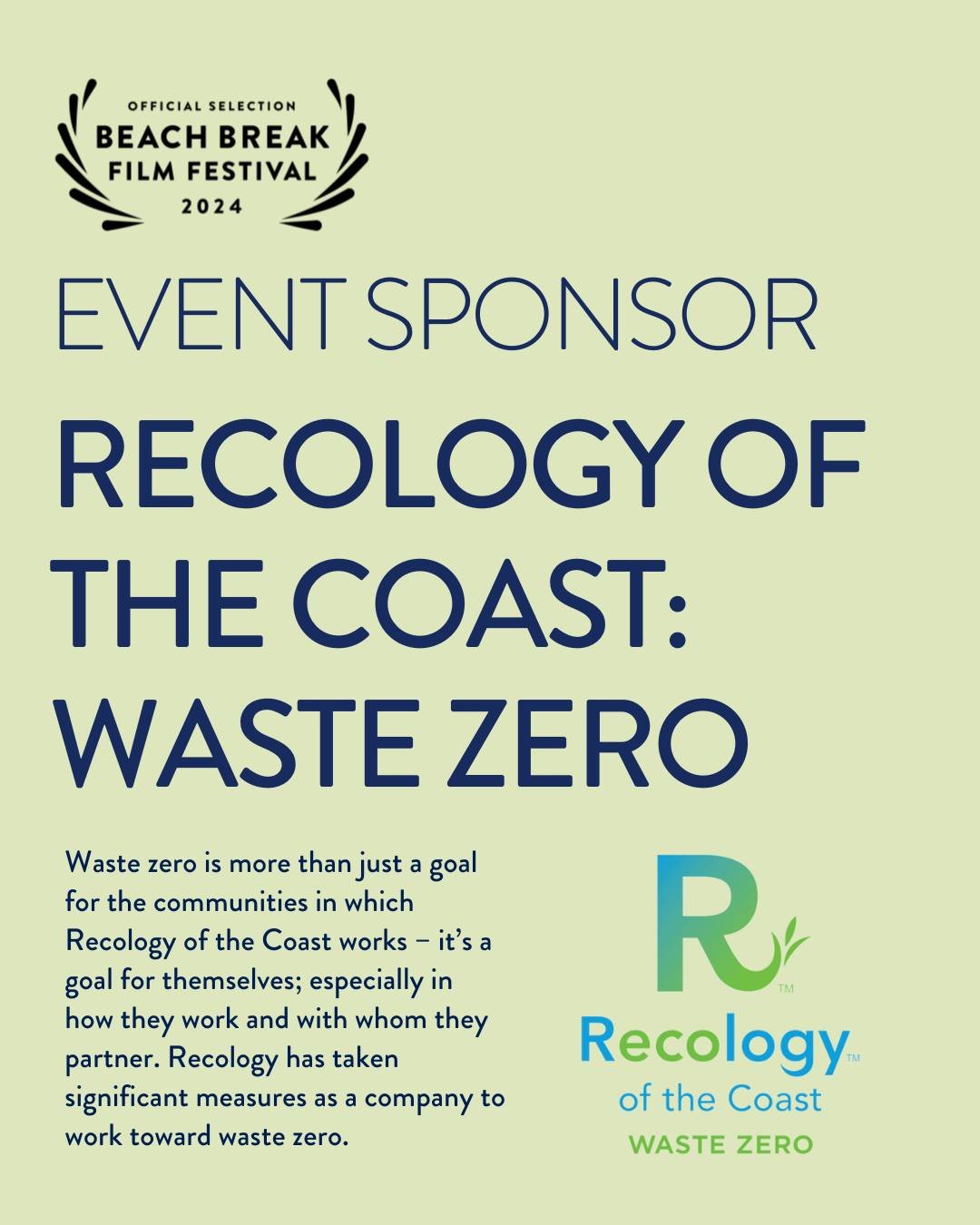 🌊🌍 A huge thank you to our Event Sponsor, Recology of the Coast @recology, for supporting the 3rd Annual Beach Break Film Festival! 🌿♻️

Waste Zero isn&rsquo;t just a goal for Recology &ndash; it&rsquo;s their way of life. From the communities the