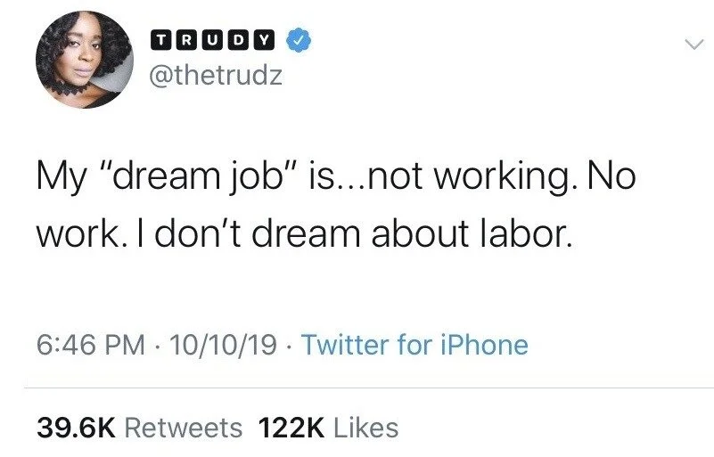 Tweet about not dreaming of labor