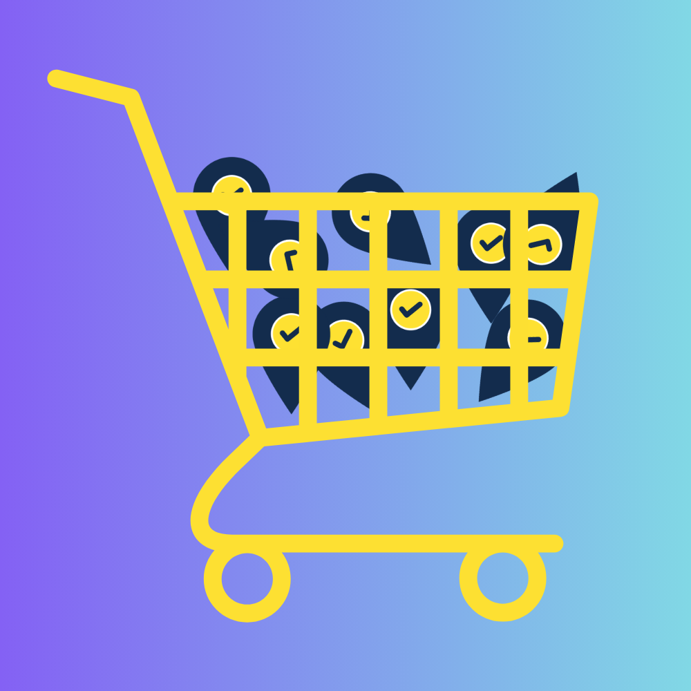 Supermarket location data showing retail locations on a map