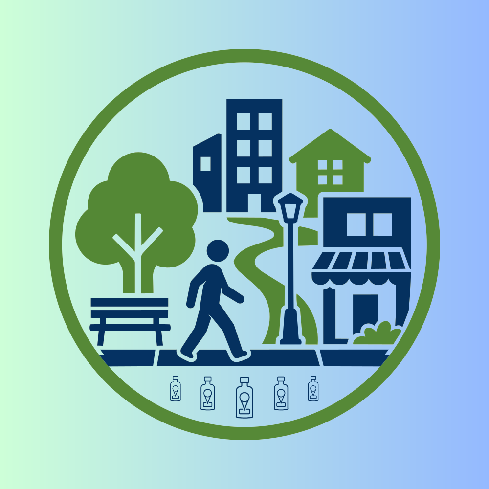 GIS walkability analysis showing pedestrian walking catchments and accessibility to parks and community facilities