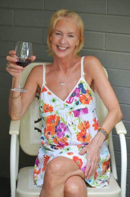 Cheers!  Having a lovely glass of wine at my friend Gail’s.