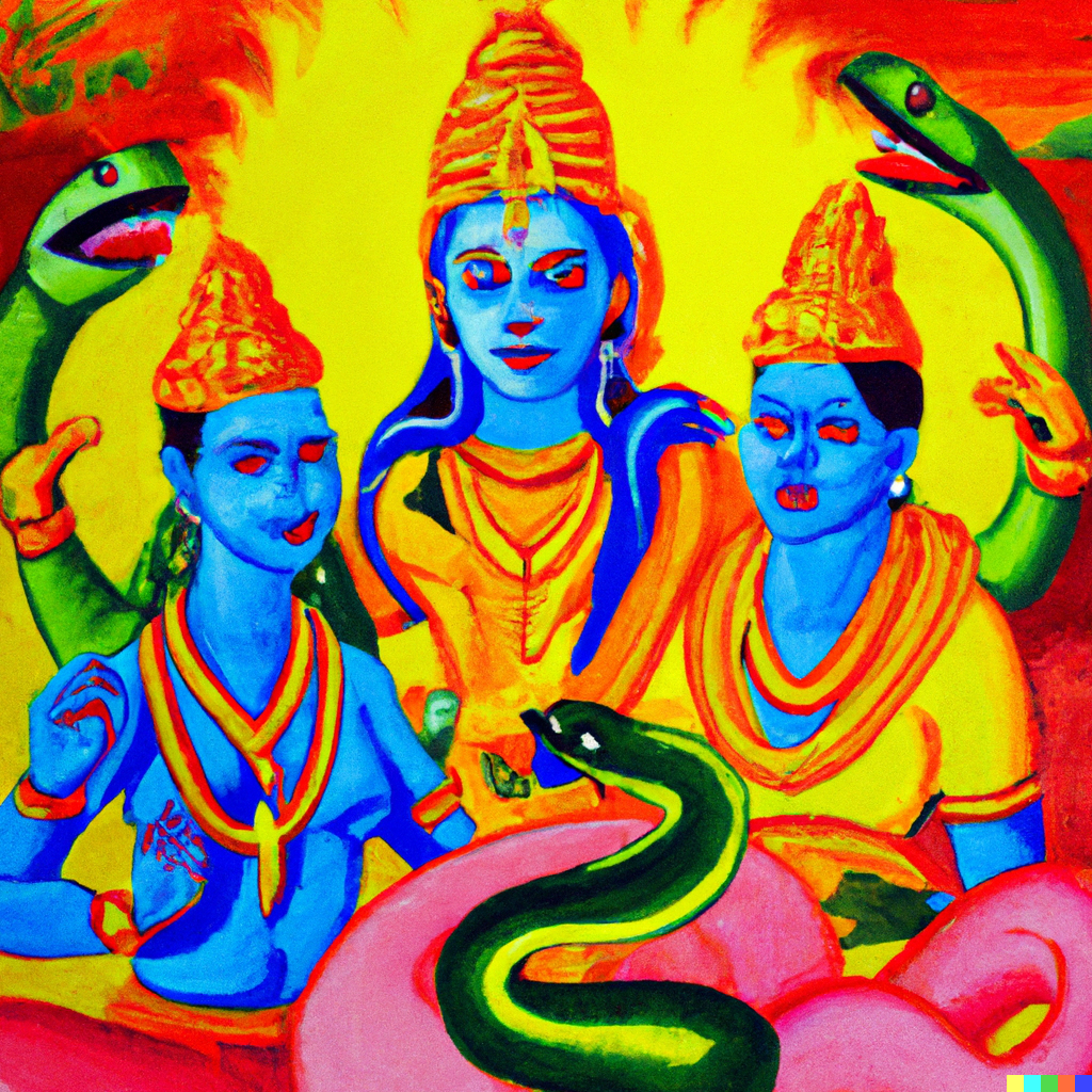 DALL·E 2023-03-02 20.12.40 - hindu deities with cobra in bright fauvism painting.png